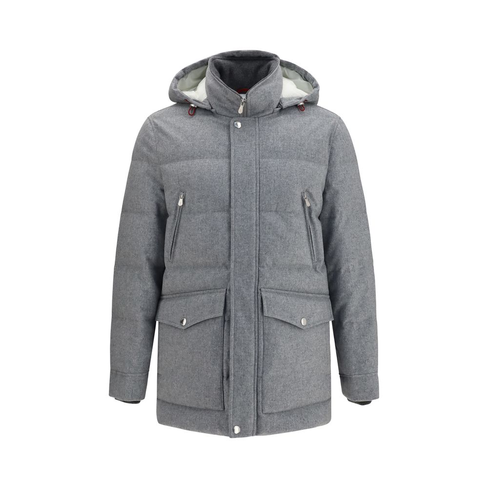 Brunello Cucinelli Gray Wool Full-Length Jacket