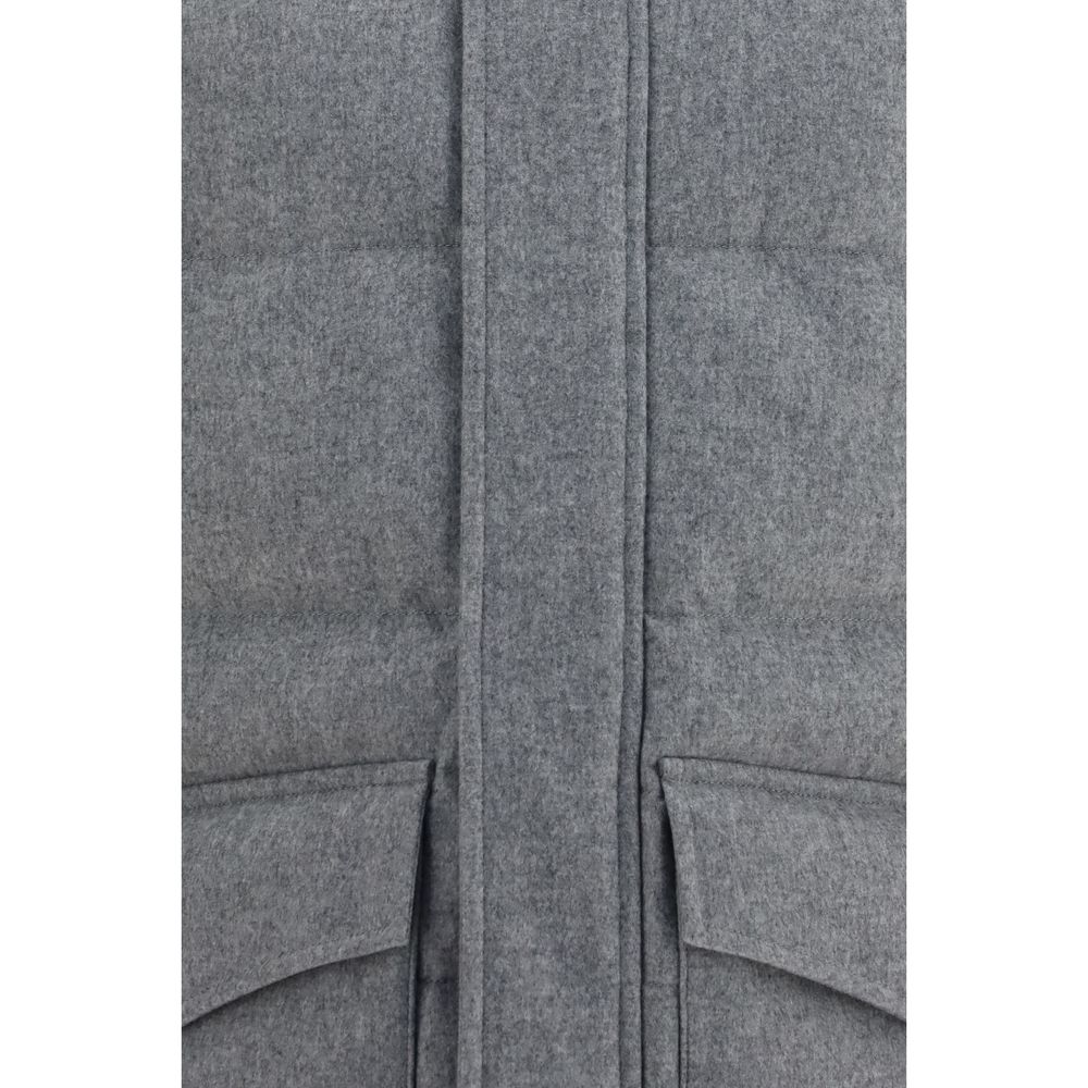 Brunello Cucinelli Gray Wool Full-Length Jacket