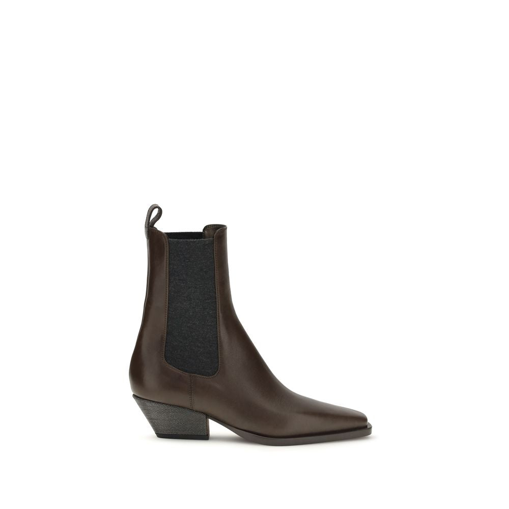 Brunello Cucinelli Brown Leather Ankle Boots