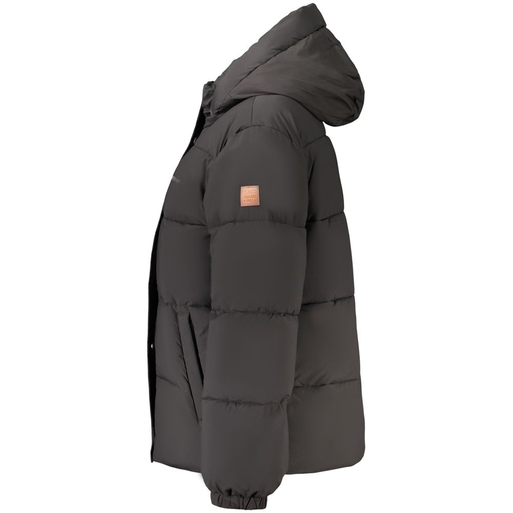 Guess Jeans Black Women Jacket with Removable Hood