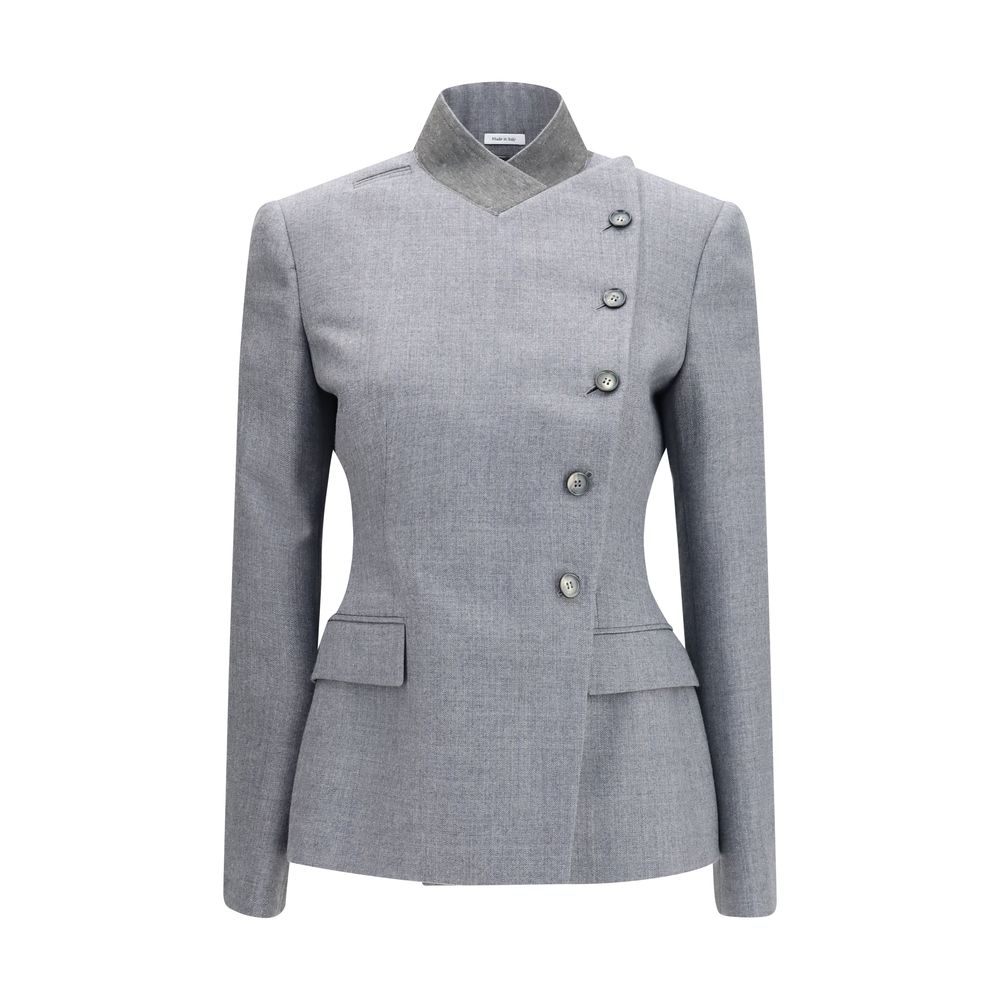 Alexander McQueen Gray Wool Full-Length Jacket