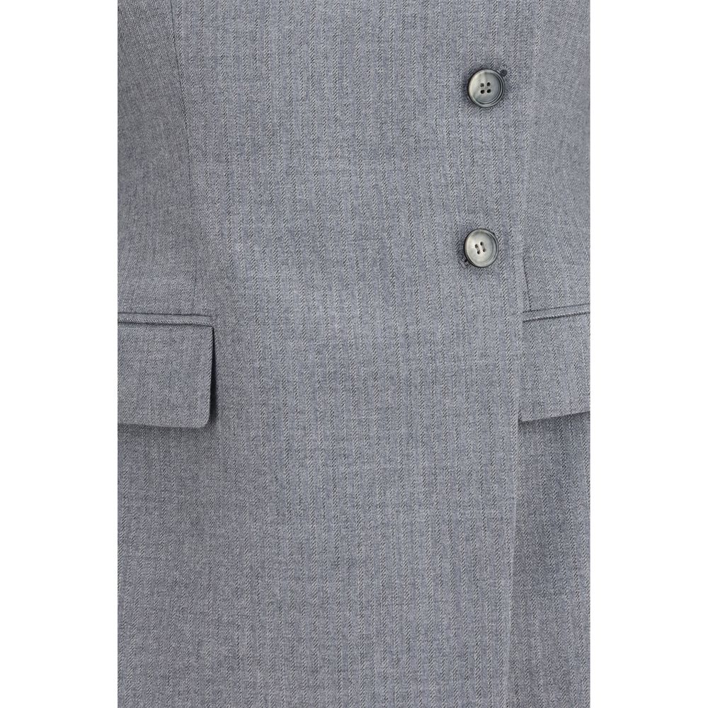Alexander McQueen Gray Wool Full-Length Jacket