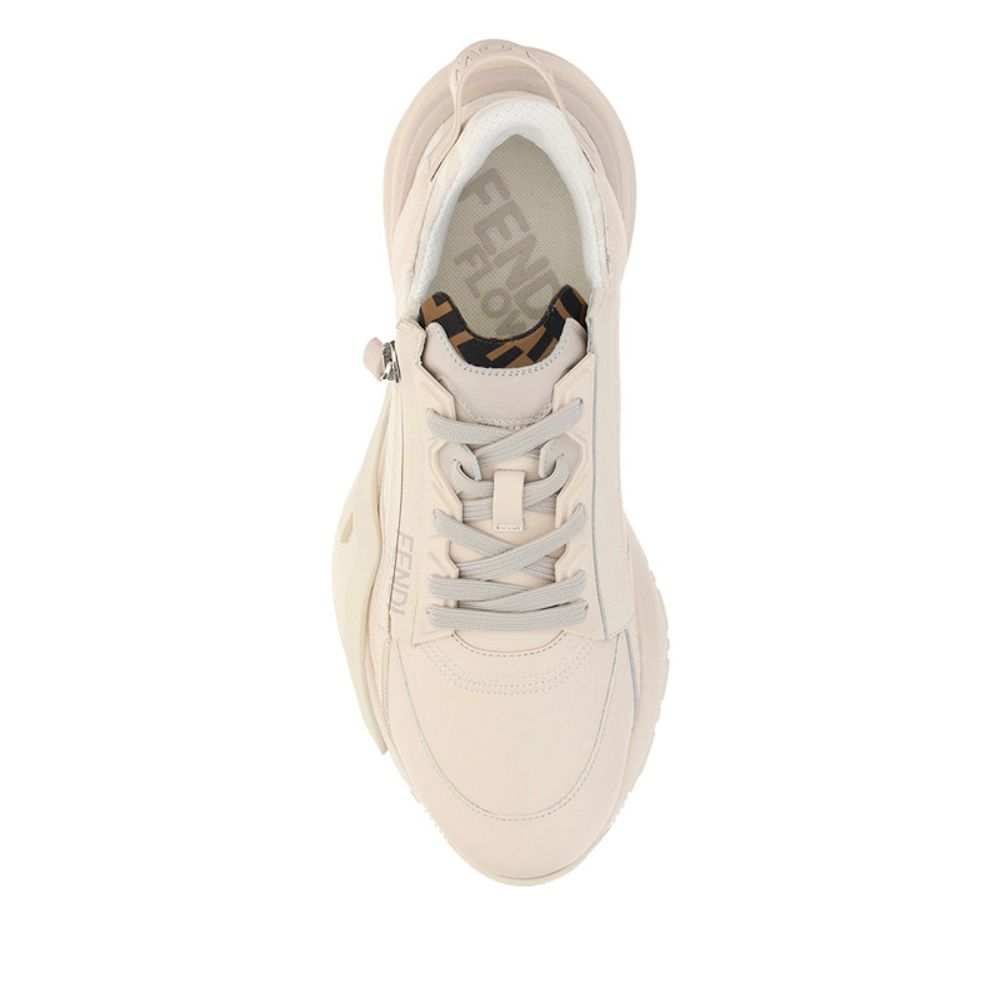 Fendi Beige Leather Athletic Sneakers