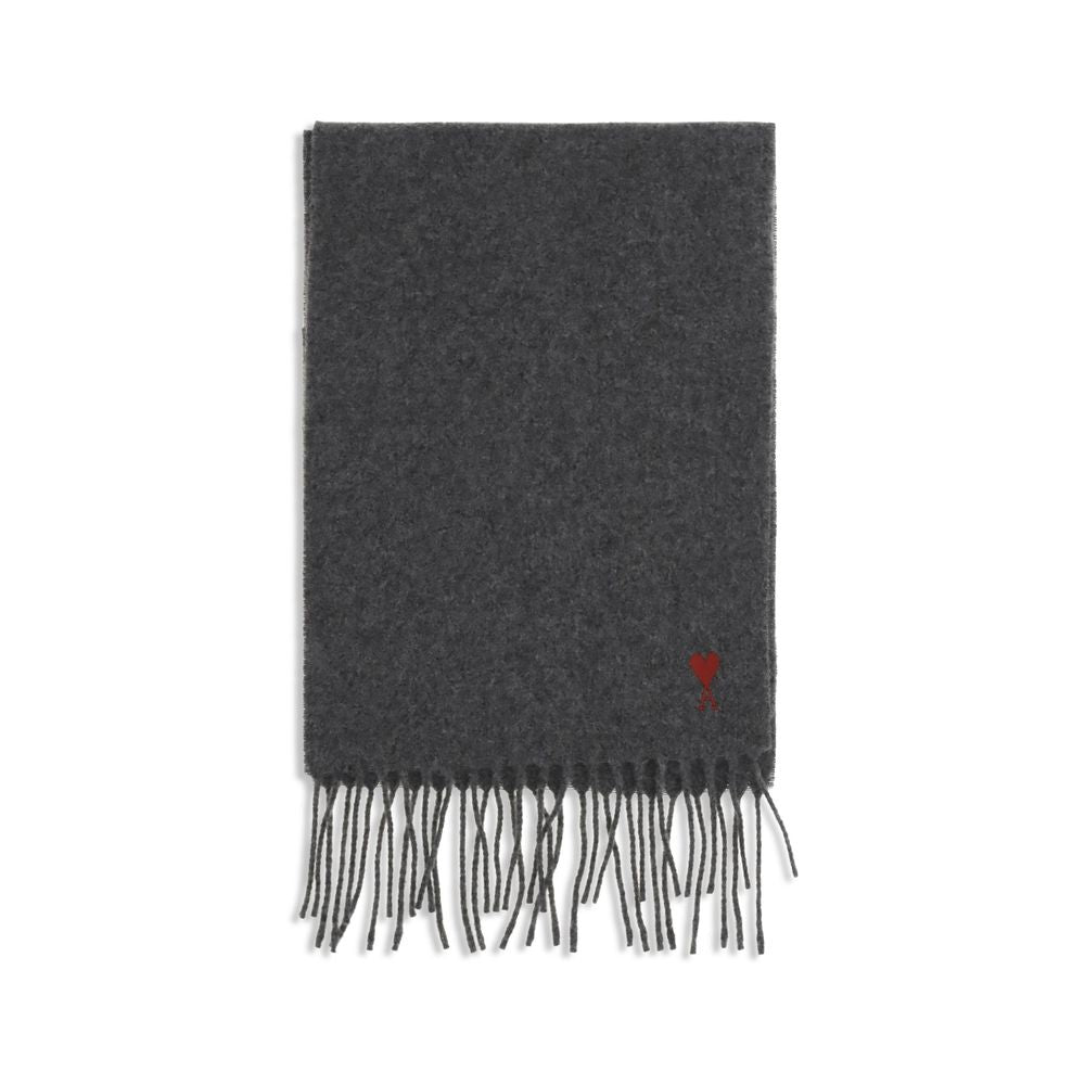 Ami Paris Gray Wool Foulard