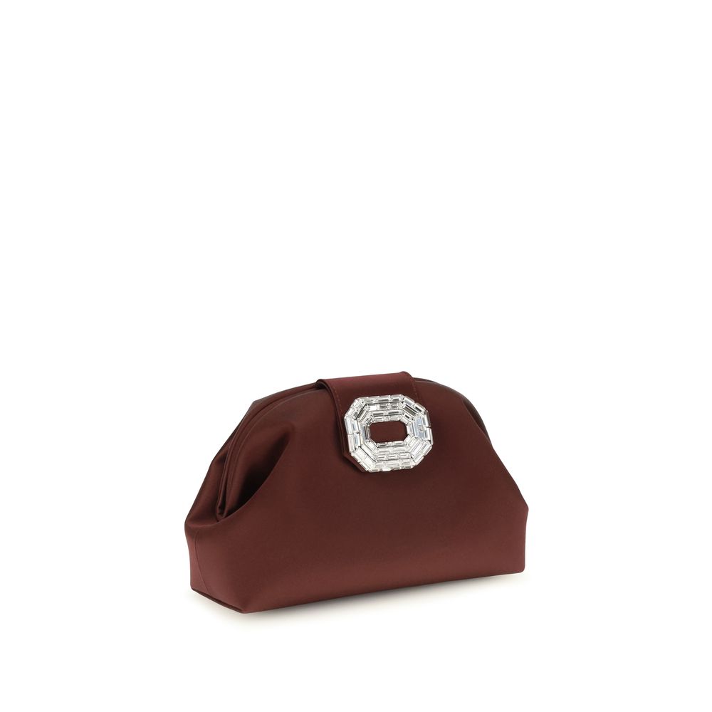 Amina Muaddi Burgundy Satin Shoulder Bag