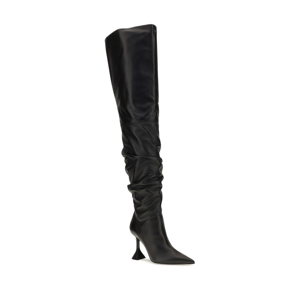 Amina Muaddi Black Over The Knee