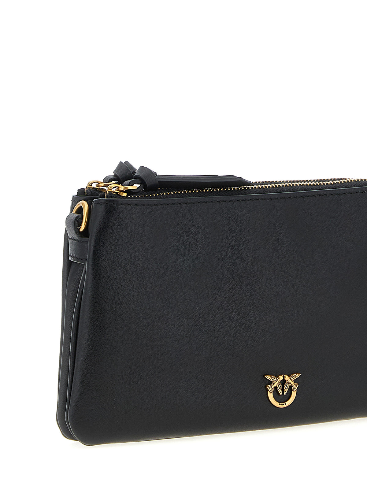 PINKO Black Leather Crossbody Bag