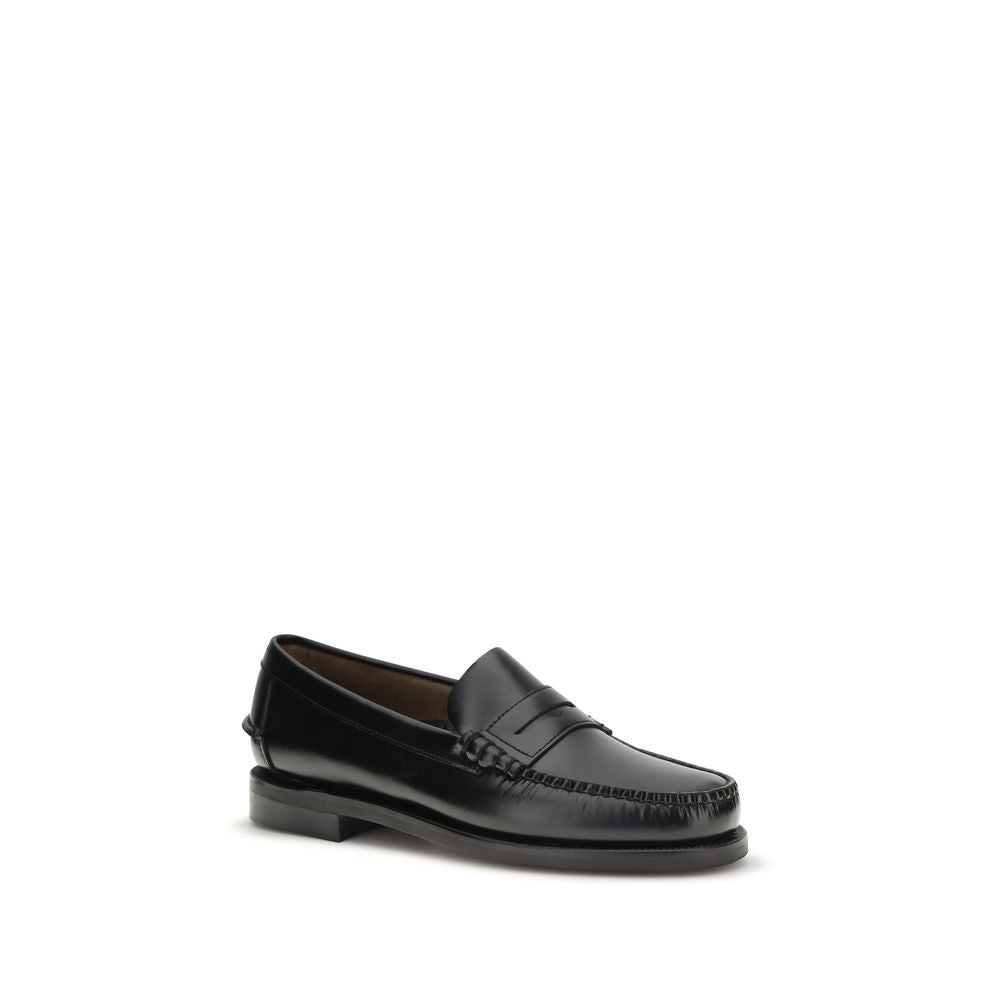 Sebago Black Leather Slip-On Loafers