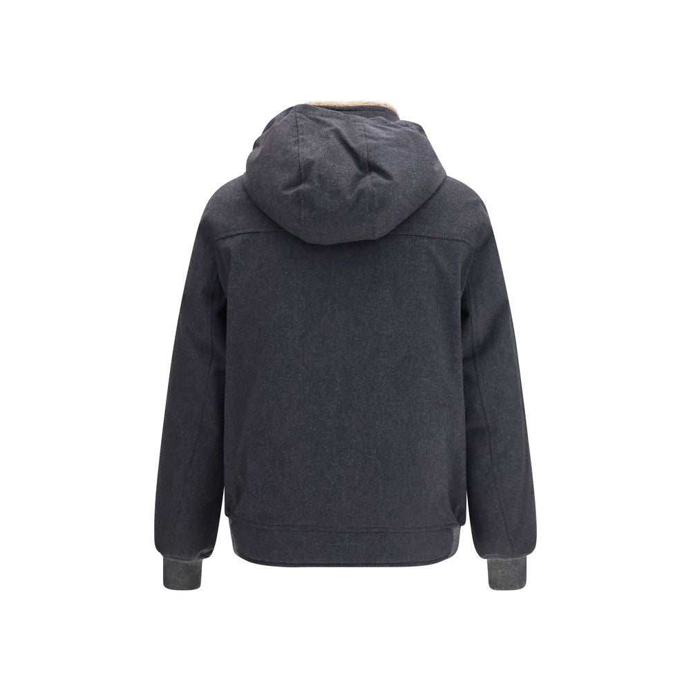 Brunello Cucinelli Gray Wool Shell Jacket