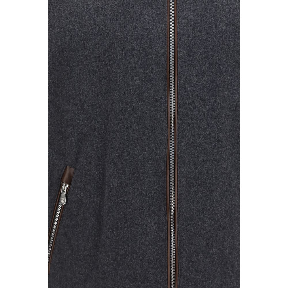 Brunello Cucinelli Gray Wool Shell Jacket