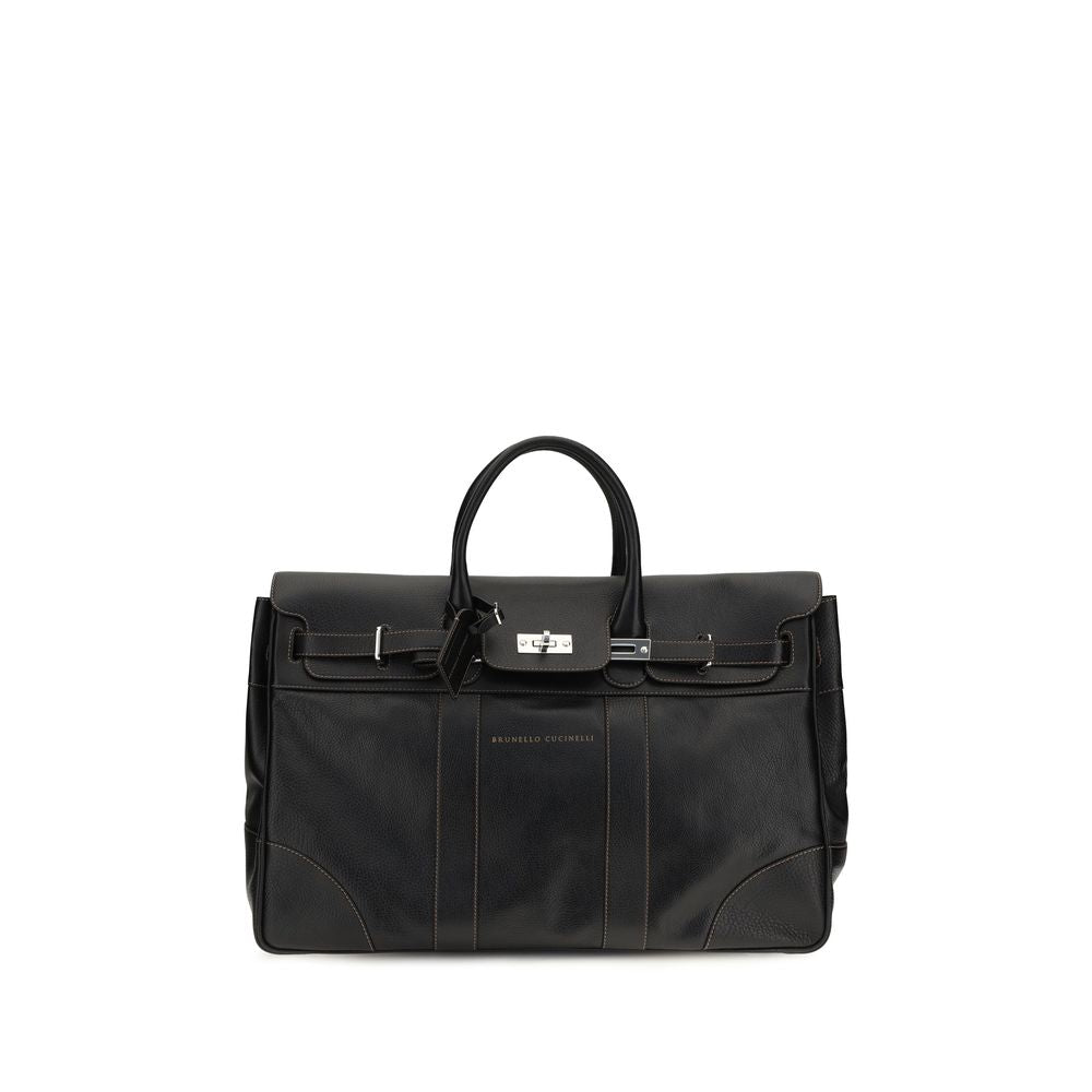 Brunello Cucinelli Black Leather Luggage And Travel