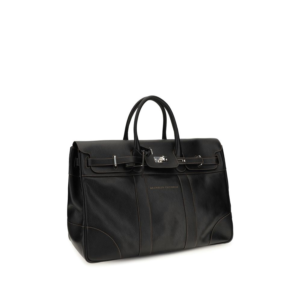Brunello Cucinelli Black Leather Luggage And Travel