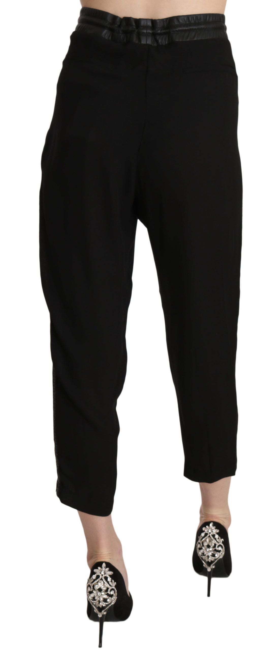 Guess Black High Waist Cropped Trousers Pants