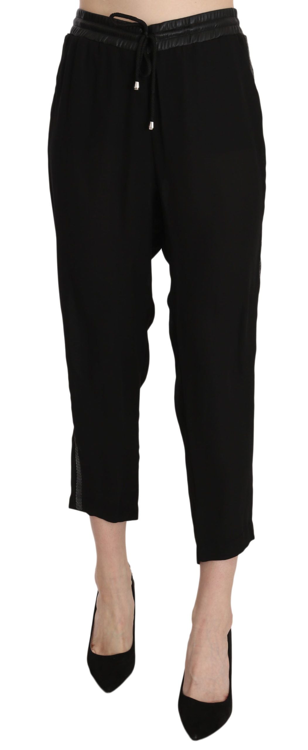 Guess Black High Waist Cropped Trousers Pants