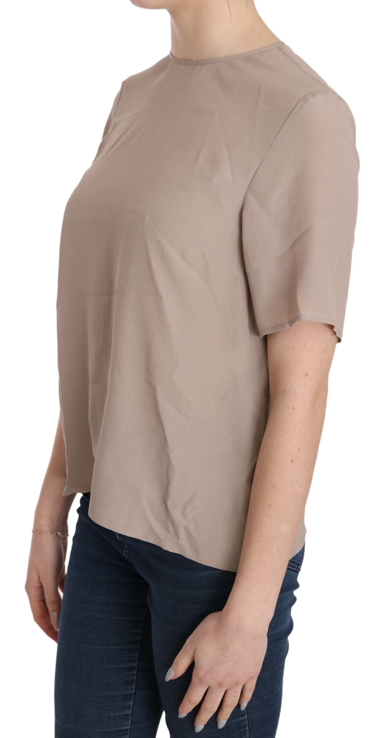 Dolce & Gabbana Beige Crew Neck Short Sleeve Blouse - PreLoved & Luxe