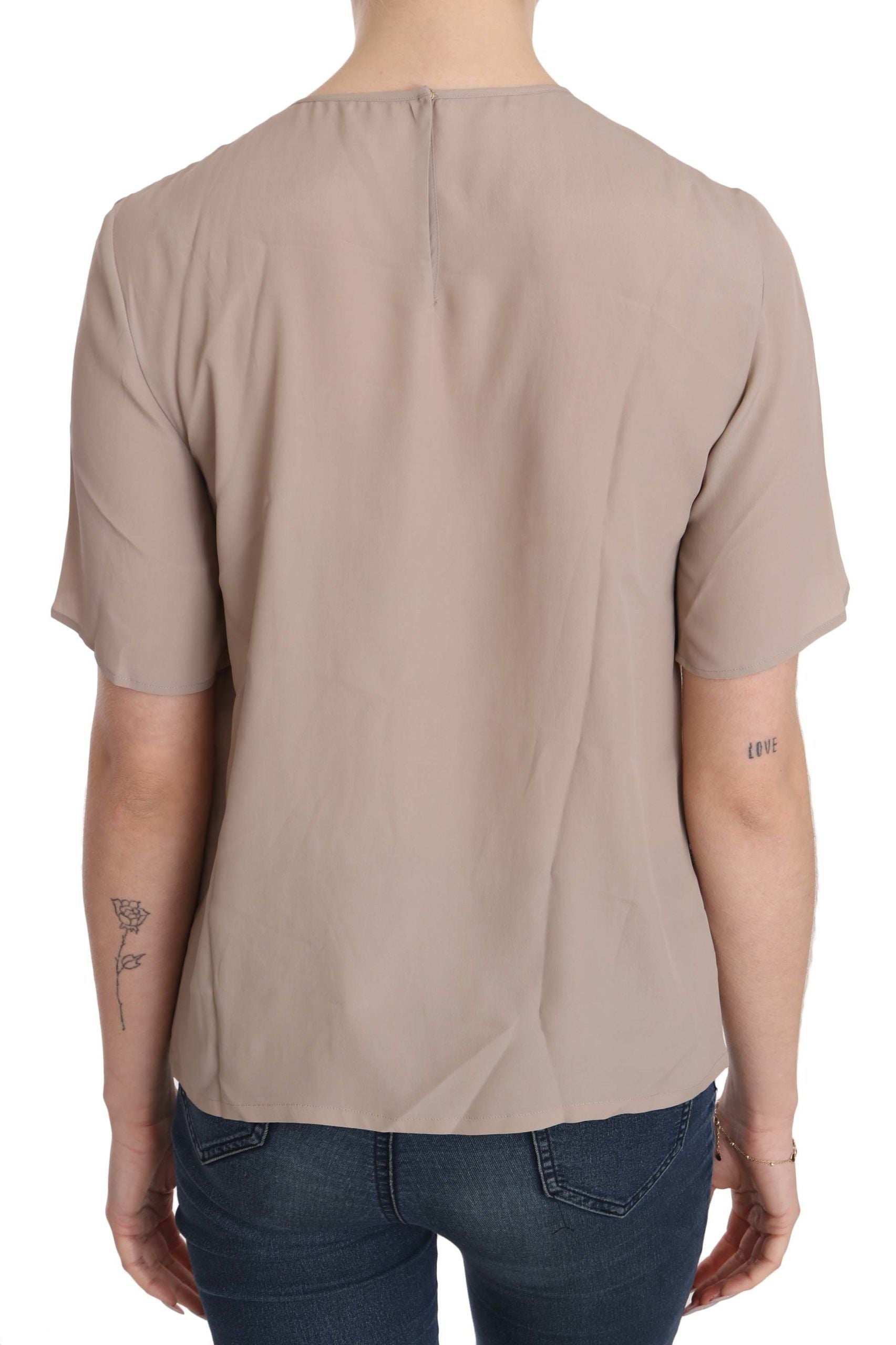 Dolce & Gabbana Beige Crew Neck Short Sleeve Blouse - PreLoved & Luxe
