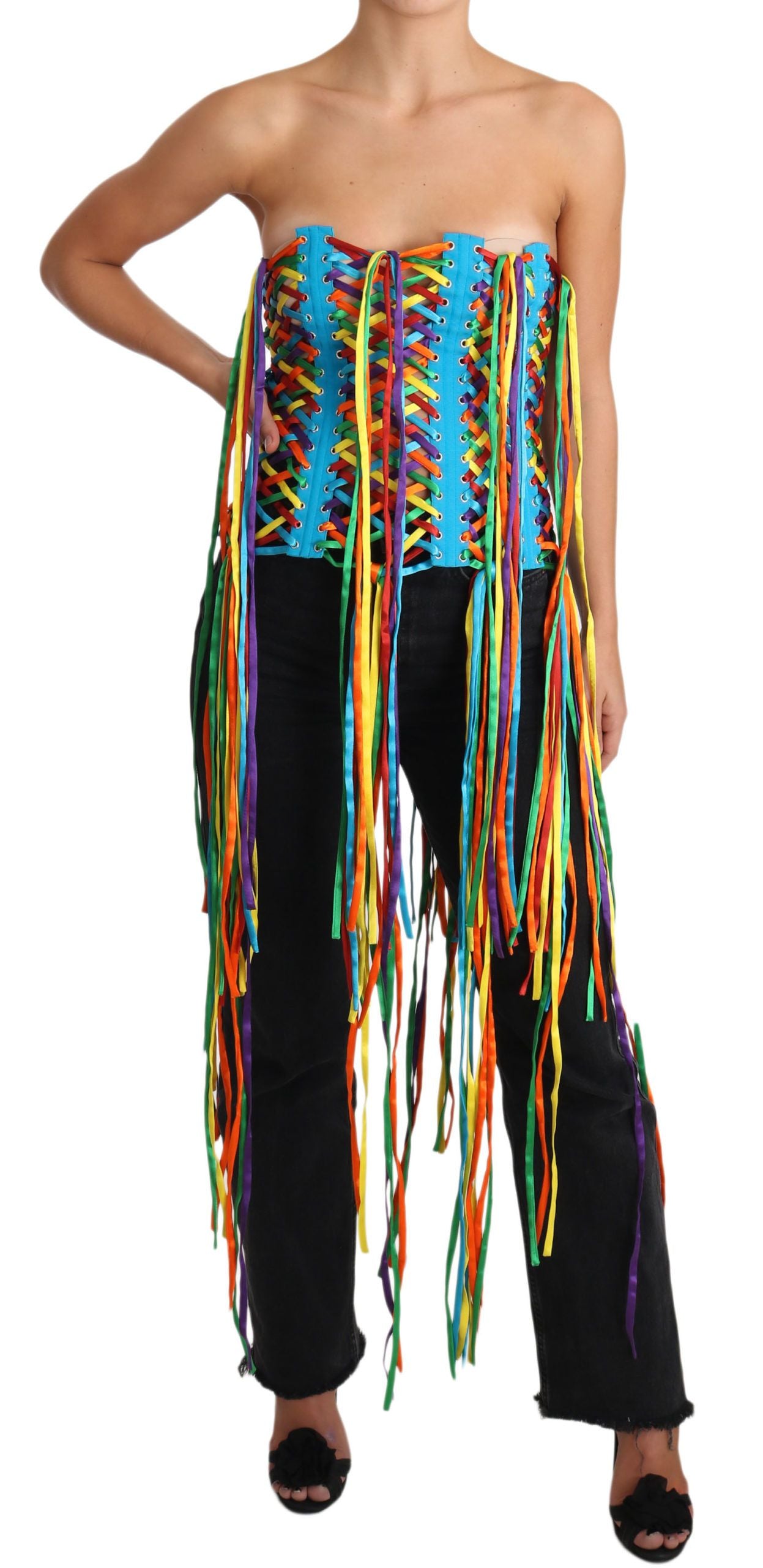 Dolce & Gabbana Multicolor Strings Bustier Polyester Corset Top - PreLoved & Luxe