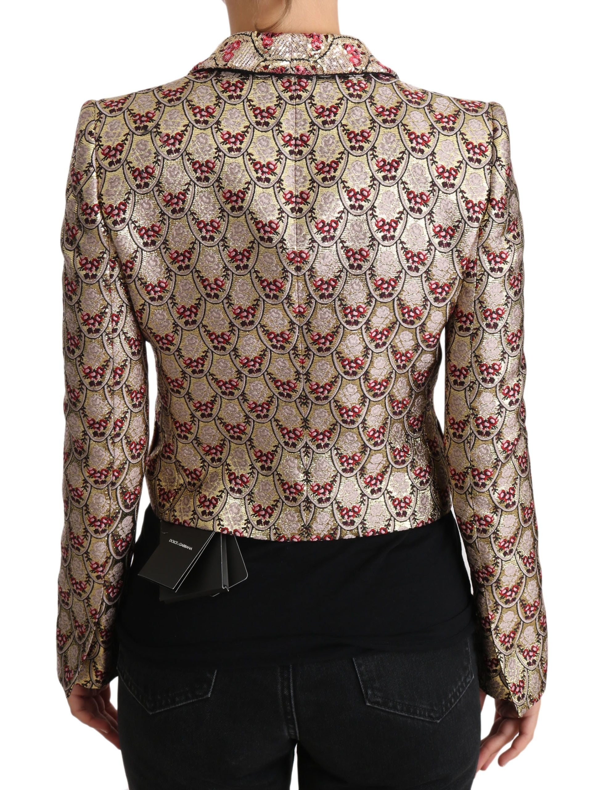 Dolce & Gabbana Gold Floral Sequined Blazer Coat Jacket - PreLoved & Luxe
