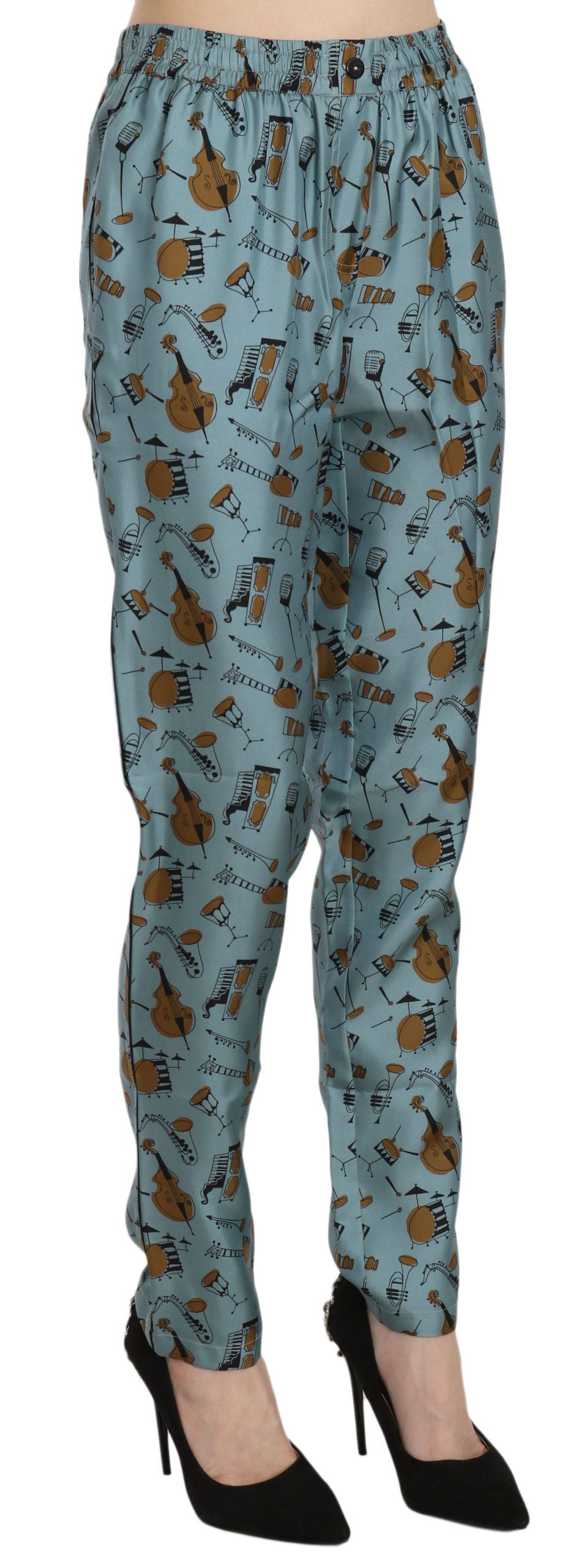 Dolce & Gabbana Blue Musical Instruments Print Tapered Pants - PreLoved & Luxe
