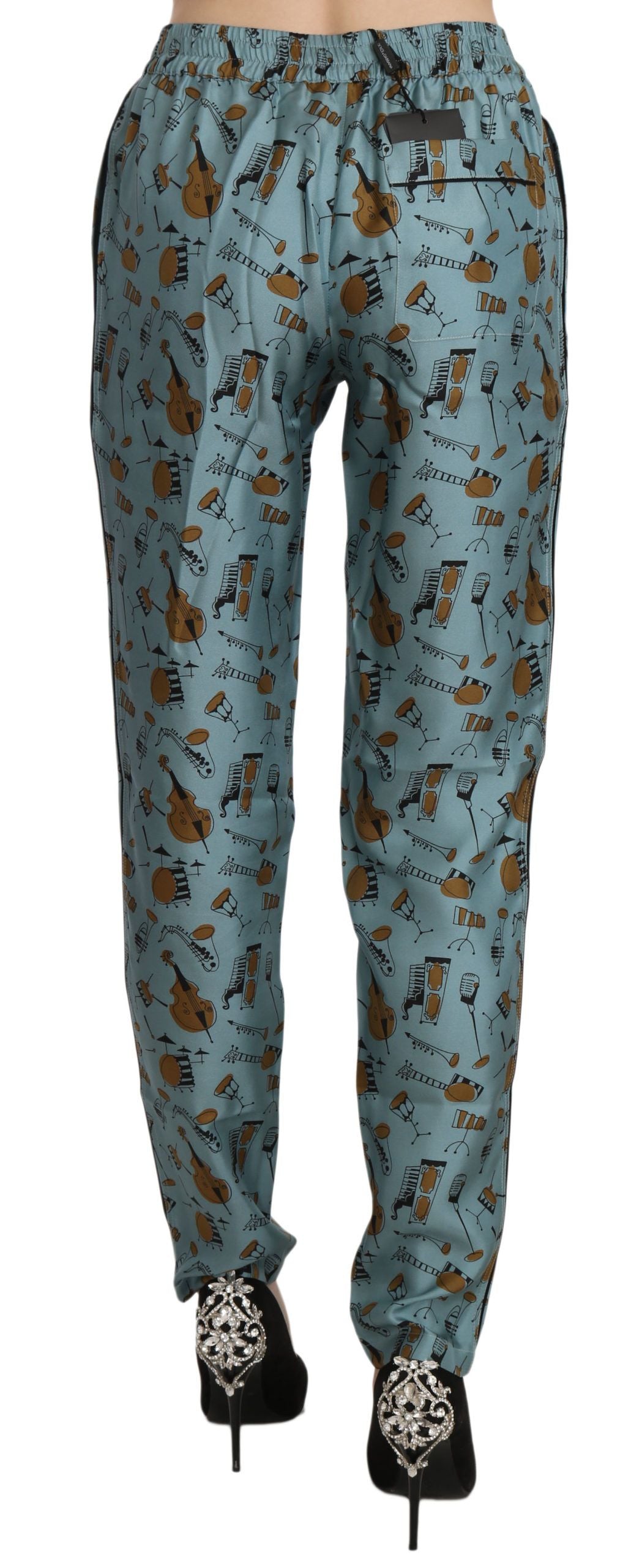 Dolce & Gabbana Blue Musical Instruments Print Tapered Pants - PreLoved & Luxe