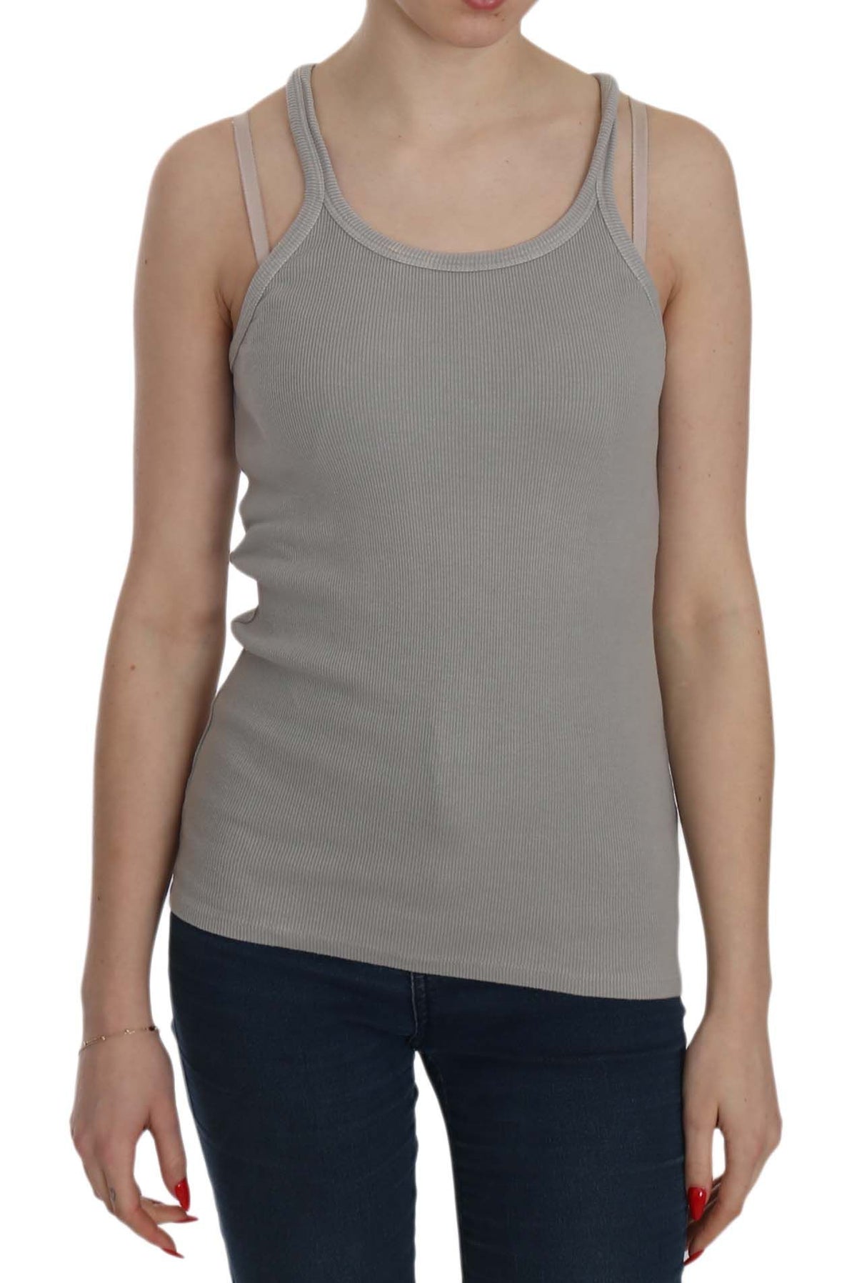 PINK MEMORIES Grey Sleeveless Spaghetti Strap Shirt