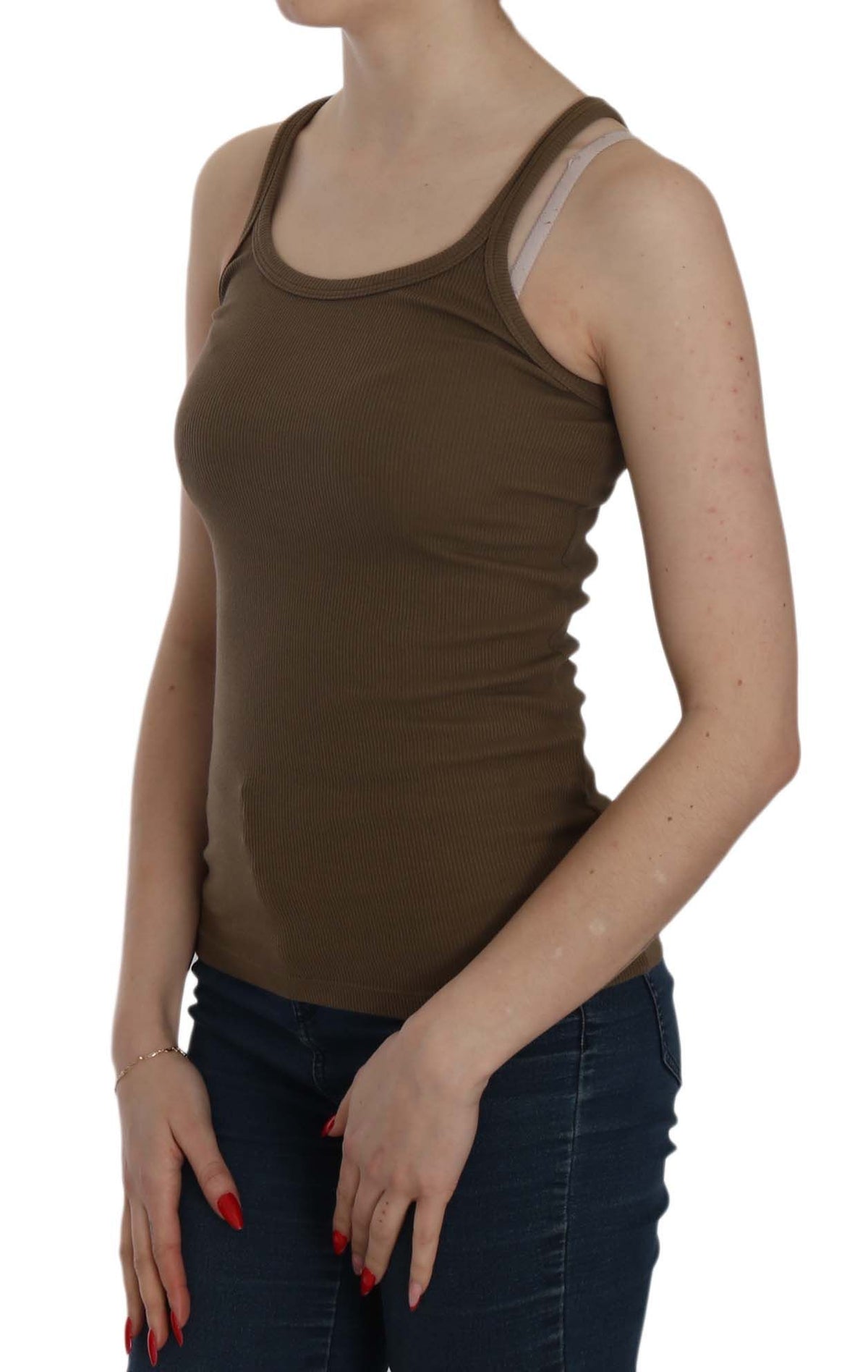 PINK MEMORIES Brown Sleeveless Spaghetti Strap Blouse Top