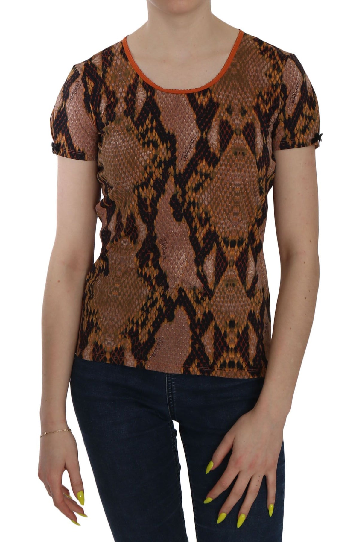 New Just Cavalli Snake Skin Print Short Sleeve Top T-shirt