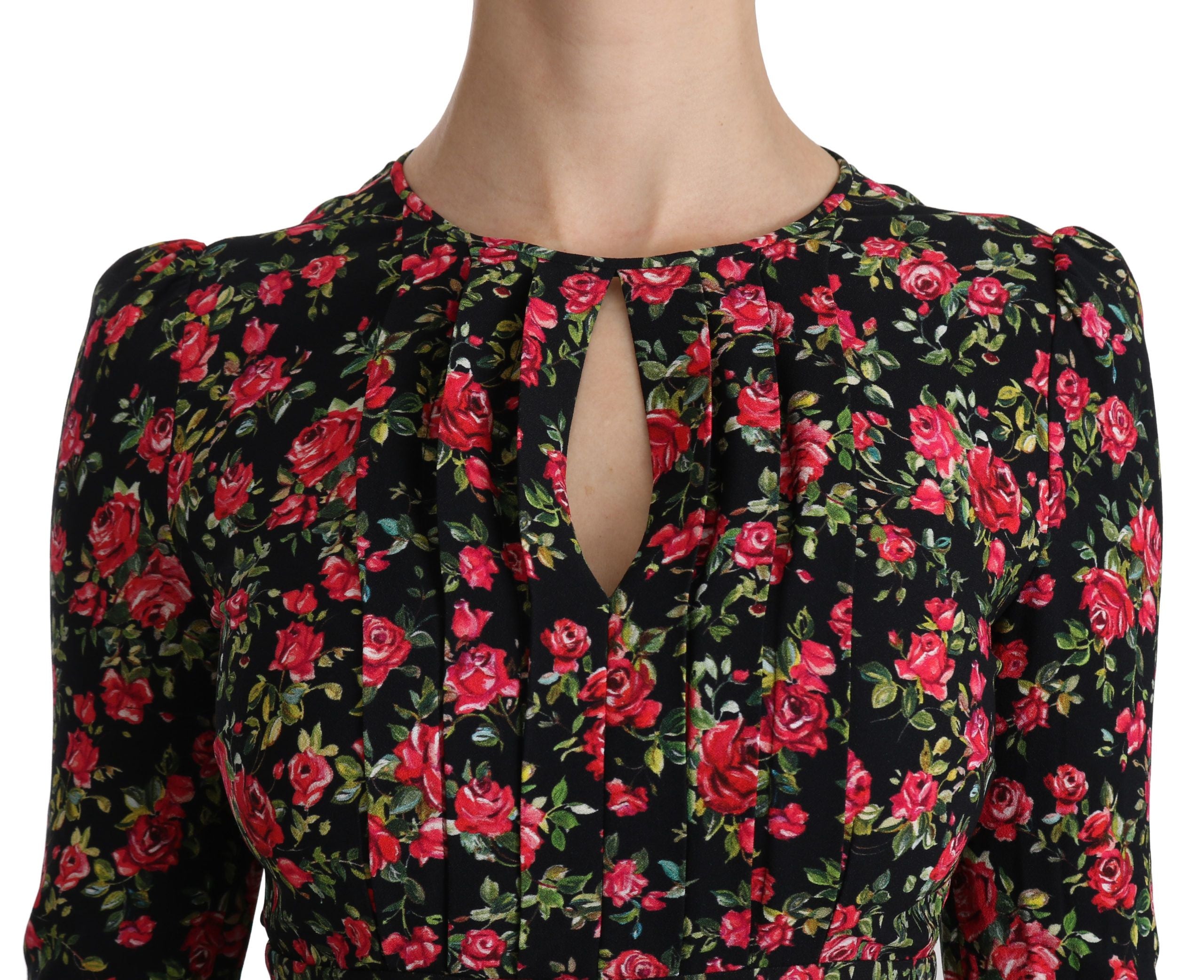 Dolce & Gabbana Black Floral Longsleeve Knee Length Dress - PreLoved & Luxe