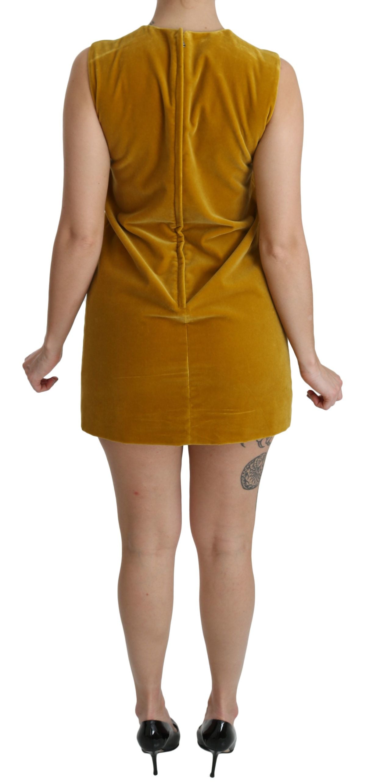 Dolce & Gabbana Mustard Velvet Stretch Shift Mini Dress - PreLoved & Luxe