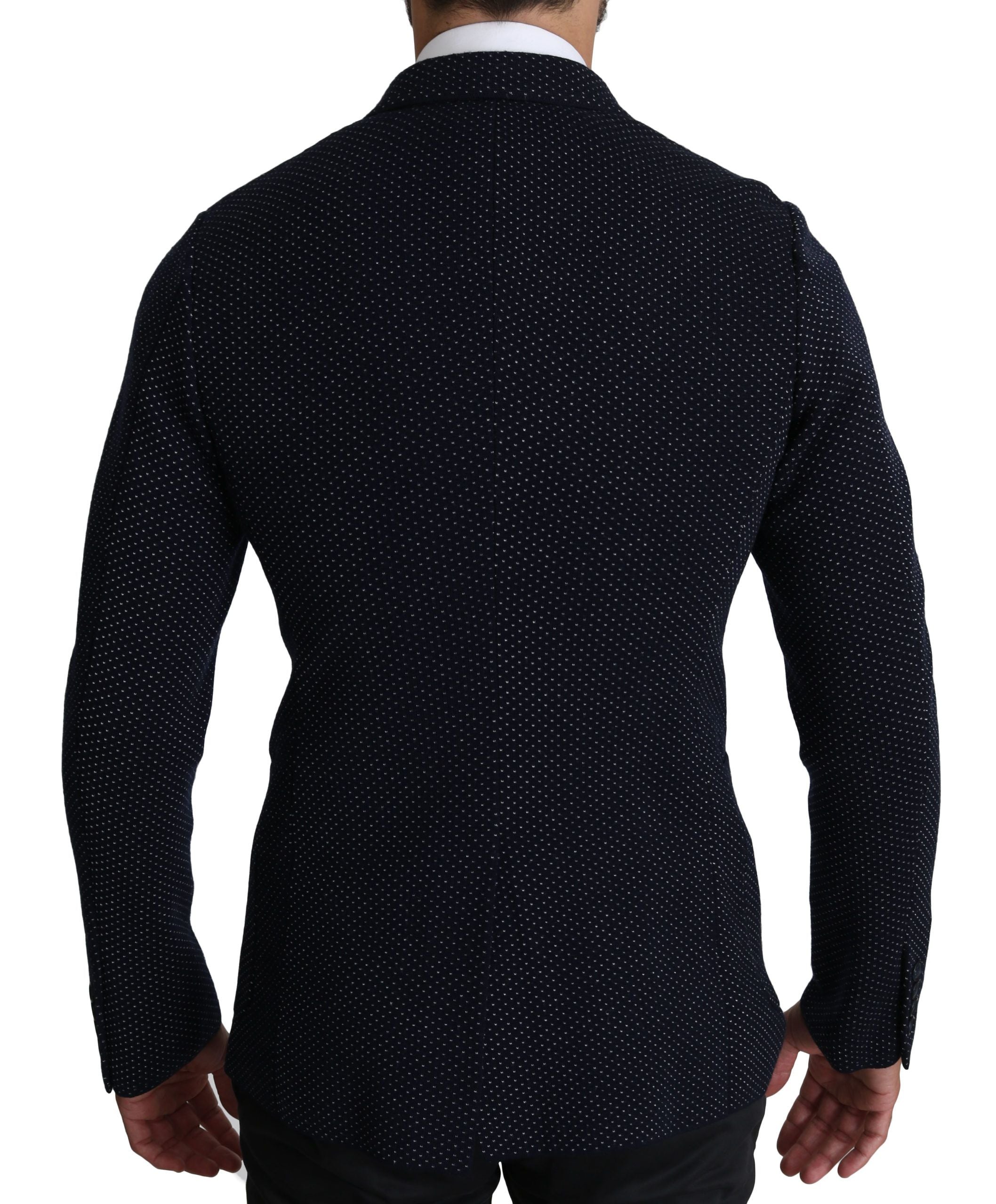 Dolce & Gabbana Dark Blue Dotted Double Breasted Coat Blazer - PreLoved & Luxe