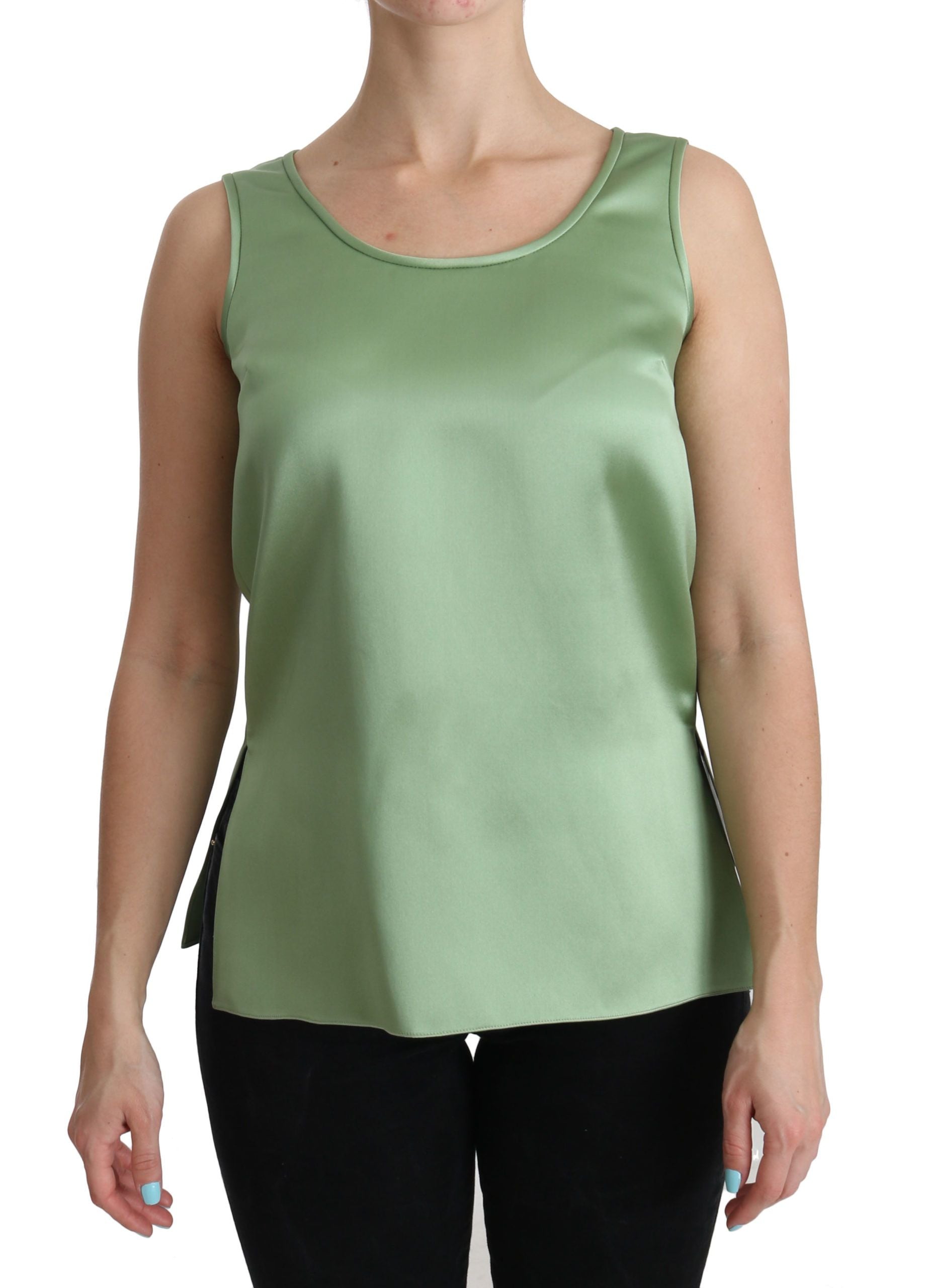 Dolce & Gabbana Green Sleeveless 100% Silk Top Tank Blouse - PreLoved & Luxe