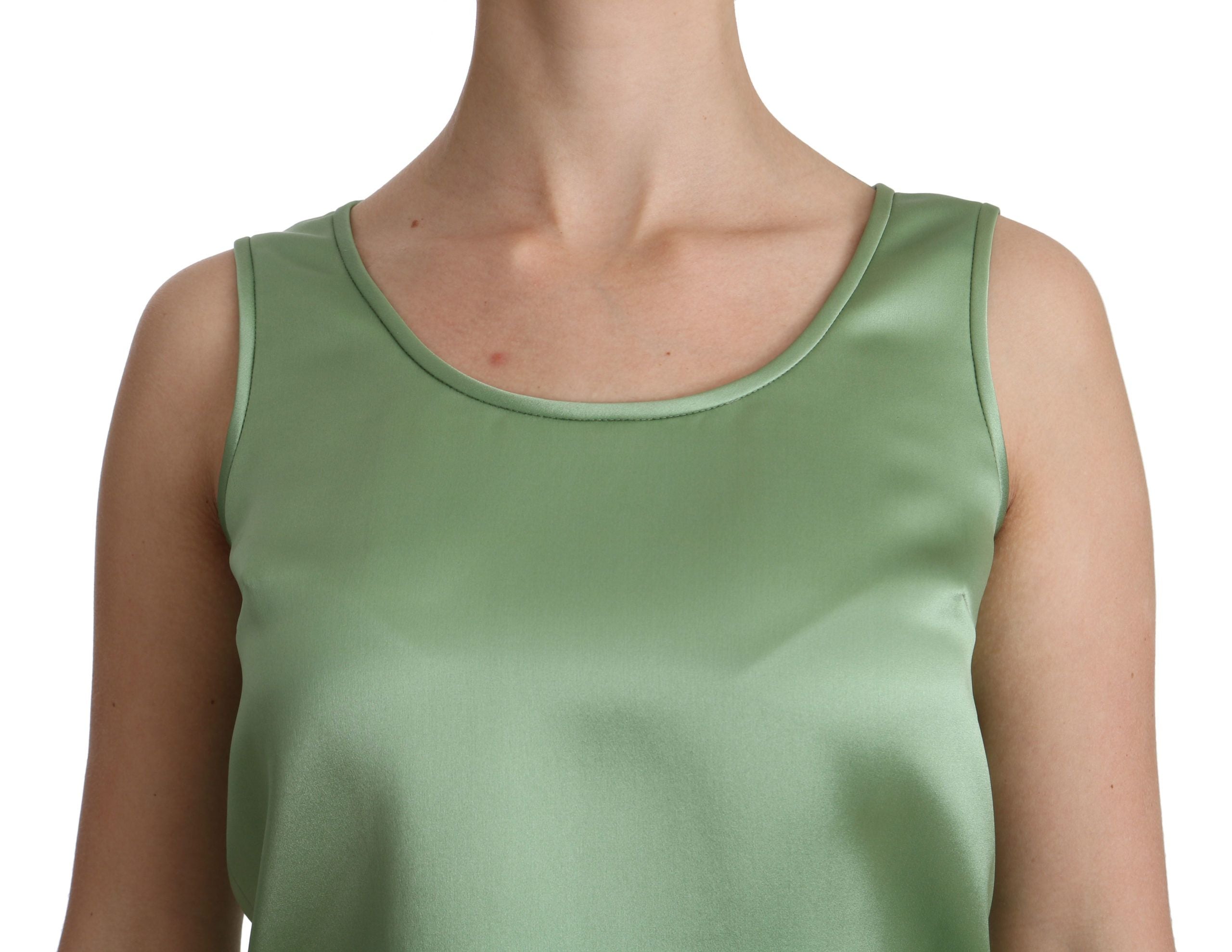 Dolce & Gabbana Green Sleeveless 100% Silk Top Tank Blouse - PreLoved & Luxe