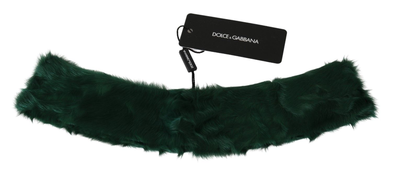 Dolce & Gabbana Green Fur Neck Collar Wrap Leather Scarf - PreLoved & Luxe