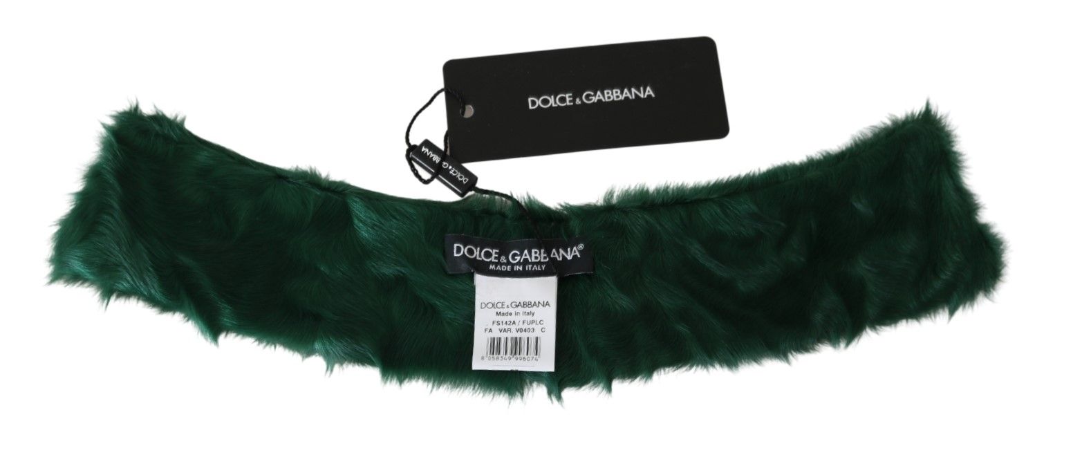 Dolce & Gabbana Green Fur Neck Collar Wrap Leather Scarf - PreLoved & Luxe