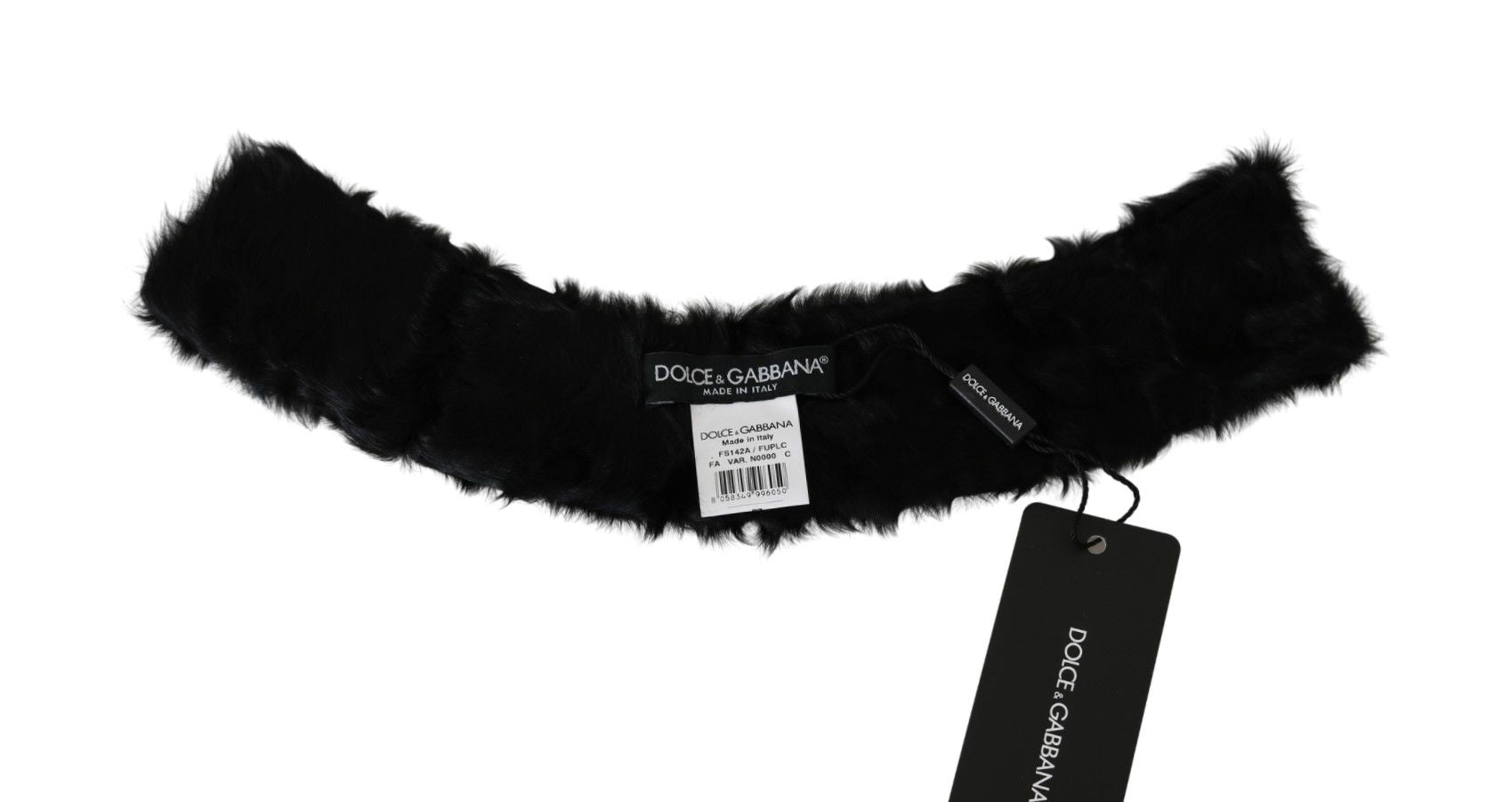 Dolce & Gabbana Black Fur Neck Collar Wrap Leather Scarf - PreLoved & Luxe