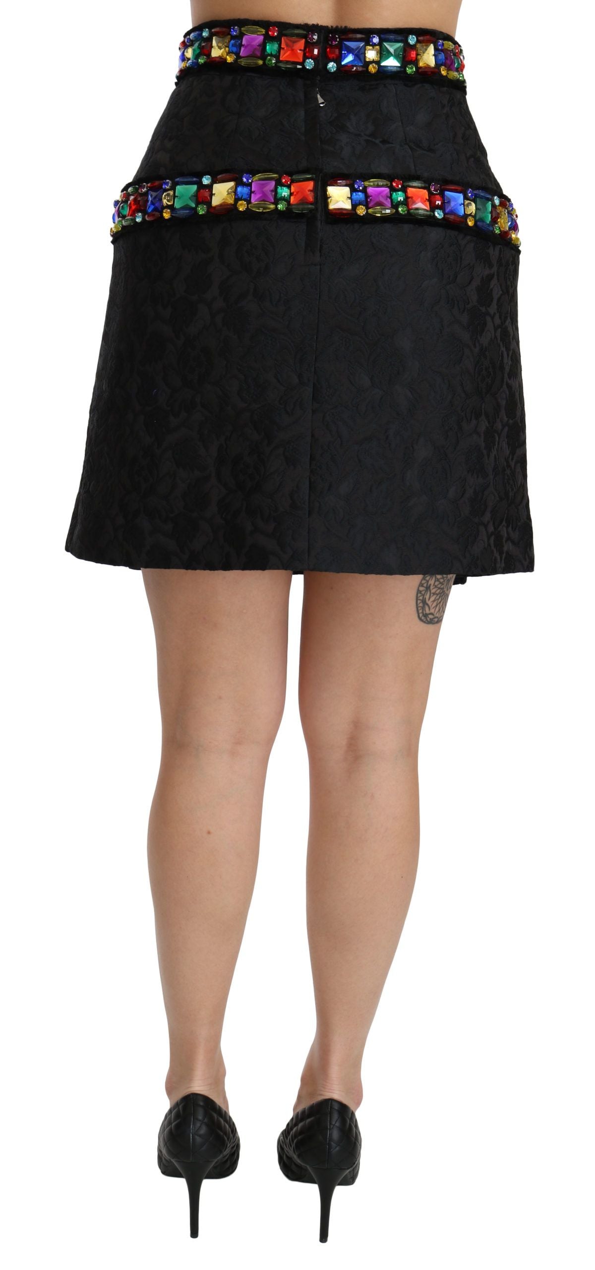 Dolce & Gabbana Black Crystal Embellished High Waist Skirt - PreLoved & Luxe