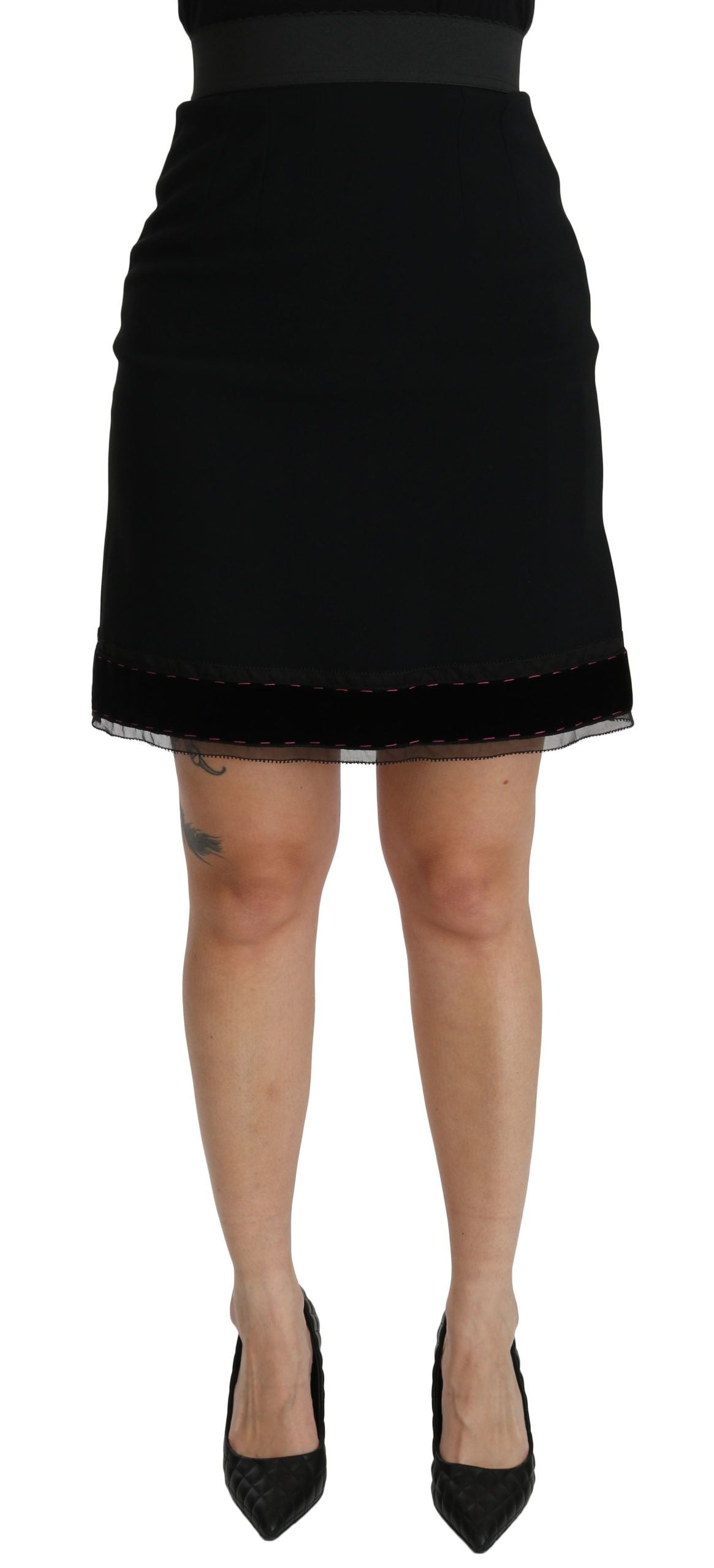 Dolce & Gabbana Black A-line High Waist Mini Viscose Skirt - PreLoved & Luxe