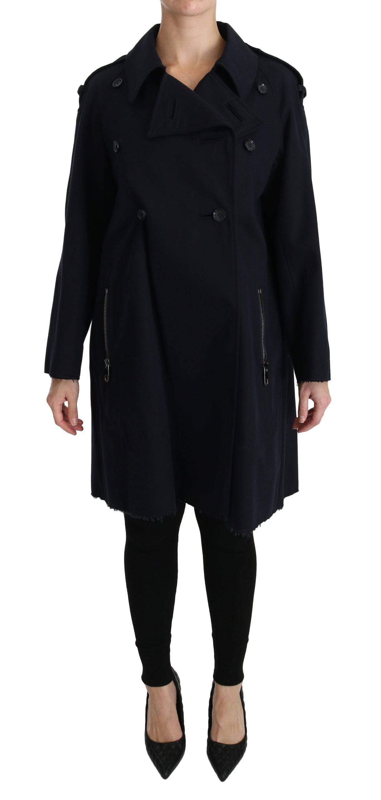 Dolce & Gabbana Coat Blue Cotton Women Trench Jacket - PreLoved & Luxe