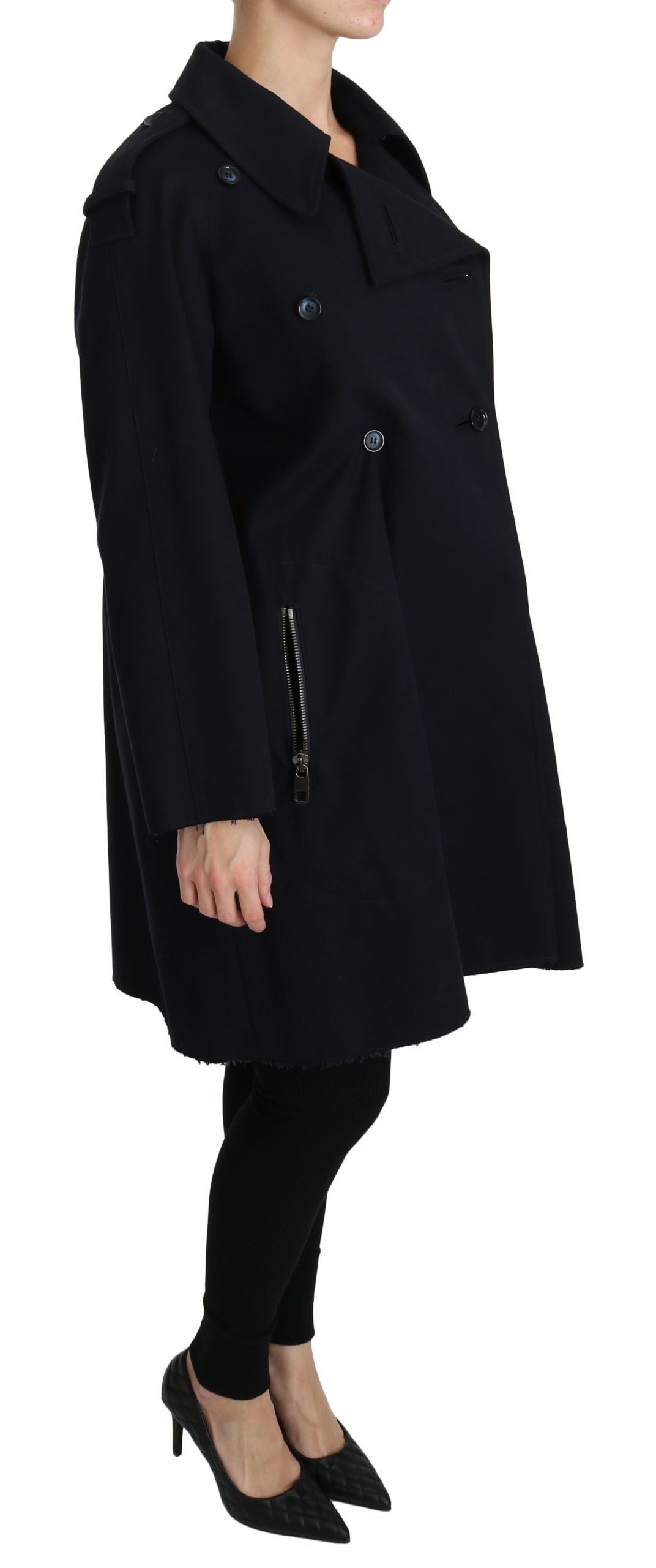 Dolce & Gabbana Coat Blue Cotton Women Trench Jacket - PreLoved & Luxe