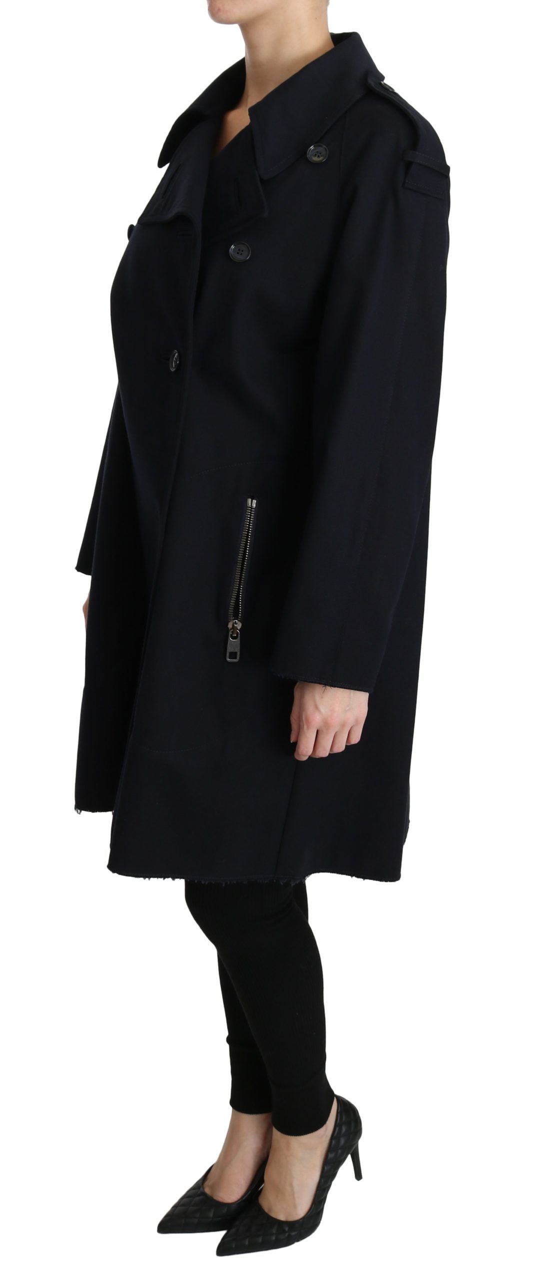 Dolce & Gabbana Coat Blue Cotton Women Trench Jacket - PreLoved & Luxe