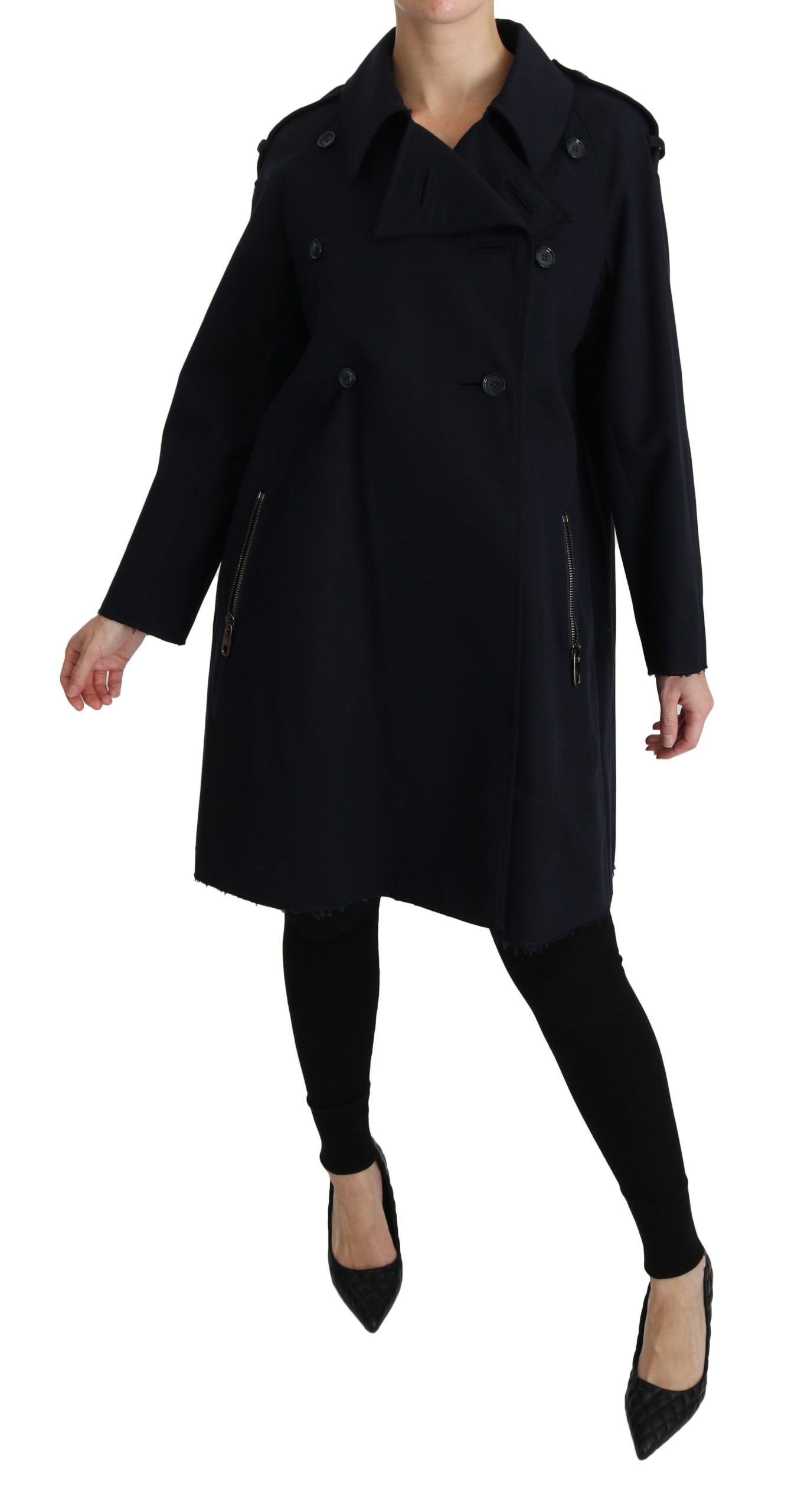 Dolce & Gabbana Coat Blue Cotton Women Trench Jacket - PreLoved & Luxe