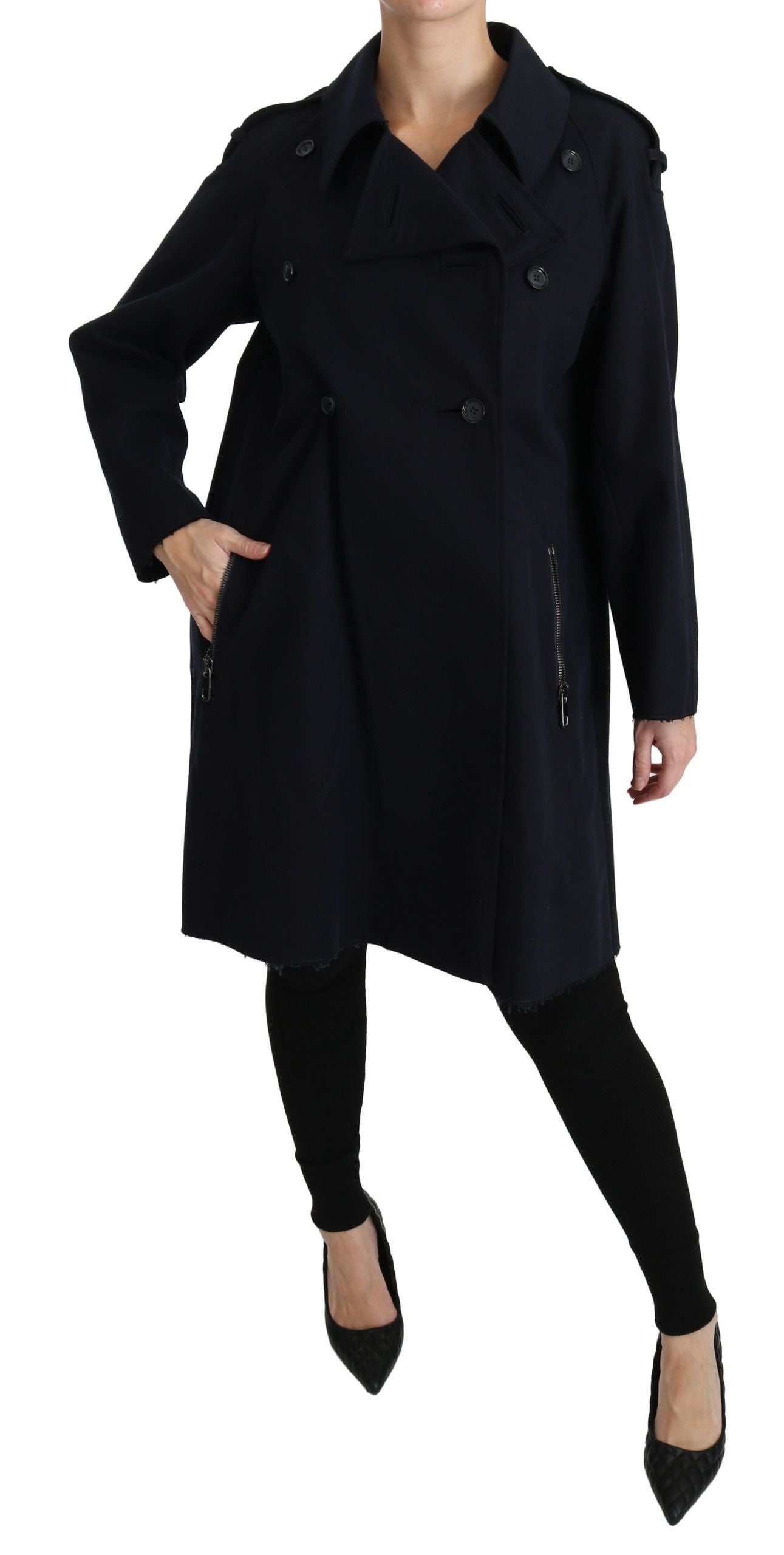 Dolce & Gabbana Coat Blue Cotton Women Trench Jacket - PreLoved & Luxe
