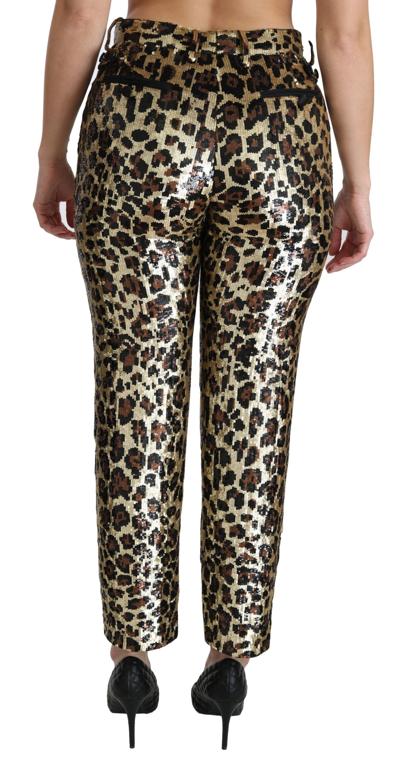 Dolce & Gabbana Brown Leopard Sequined High Waist Pants - PreLoved & Luxe
