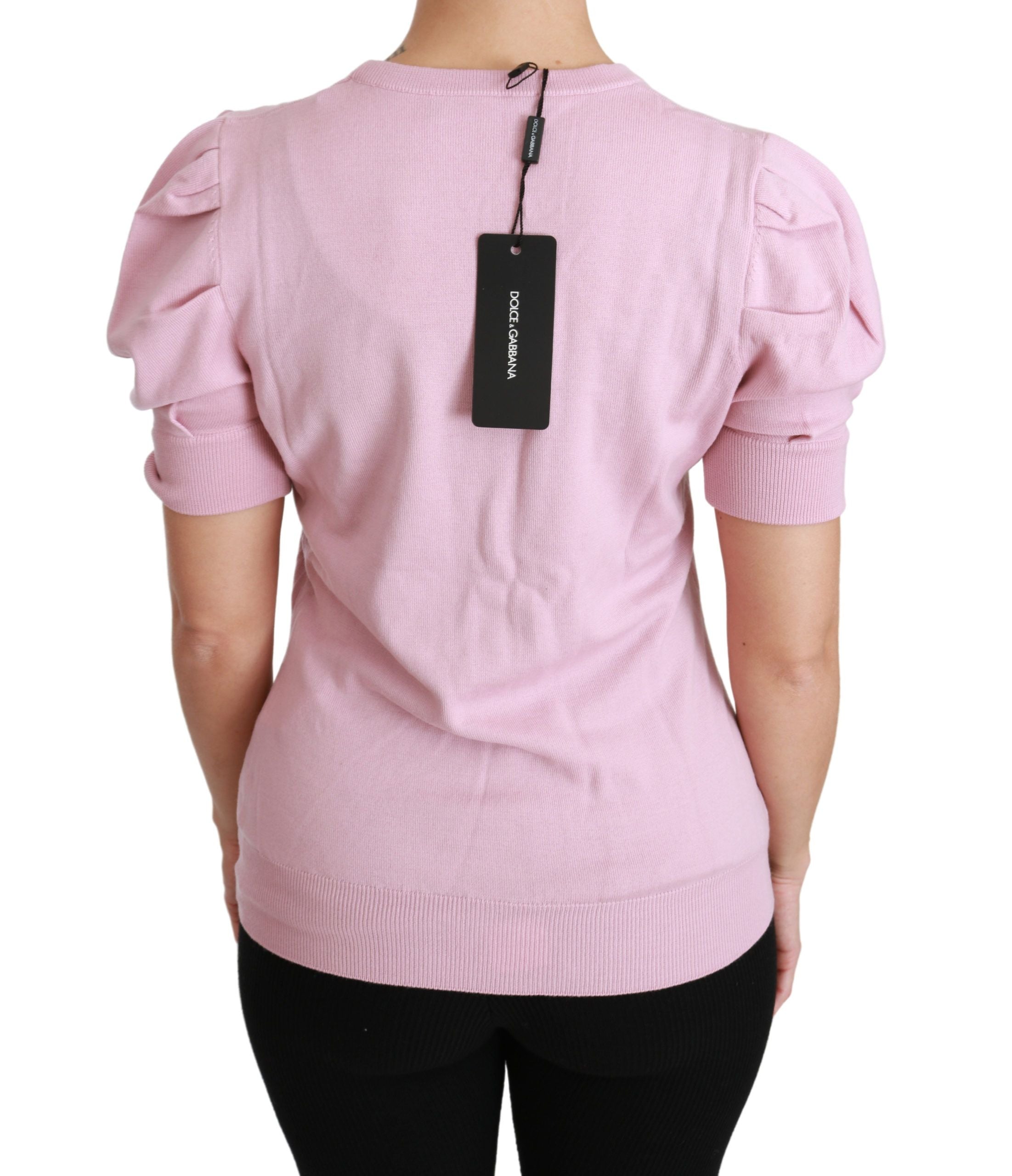 Dolce & Gabbana Pink Floral Embroidered Blouse Wool Top - PreLoved & Luxe