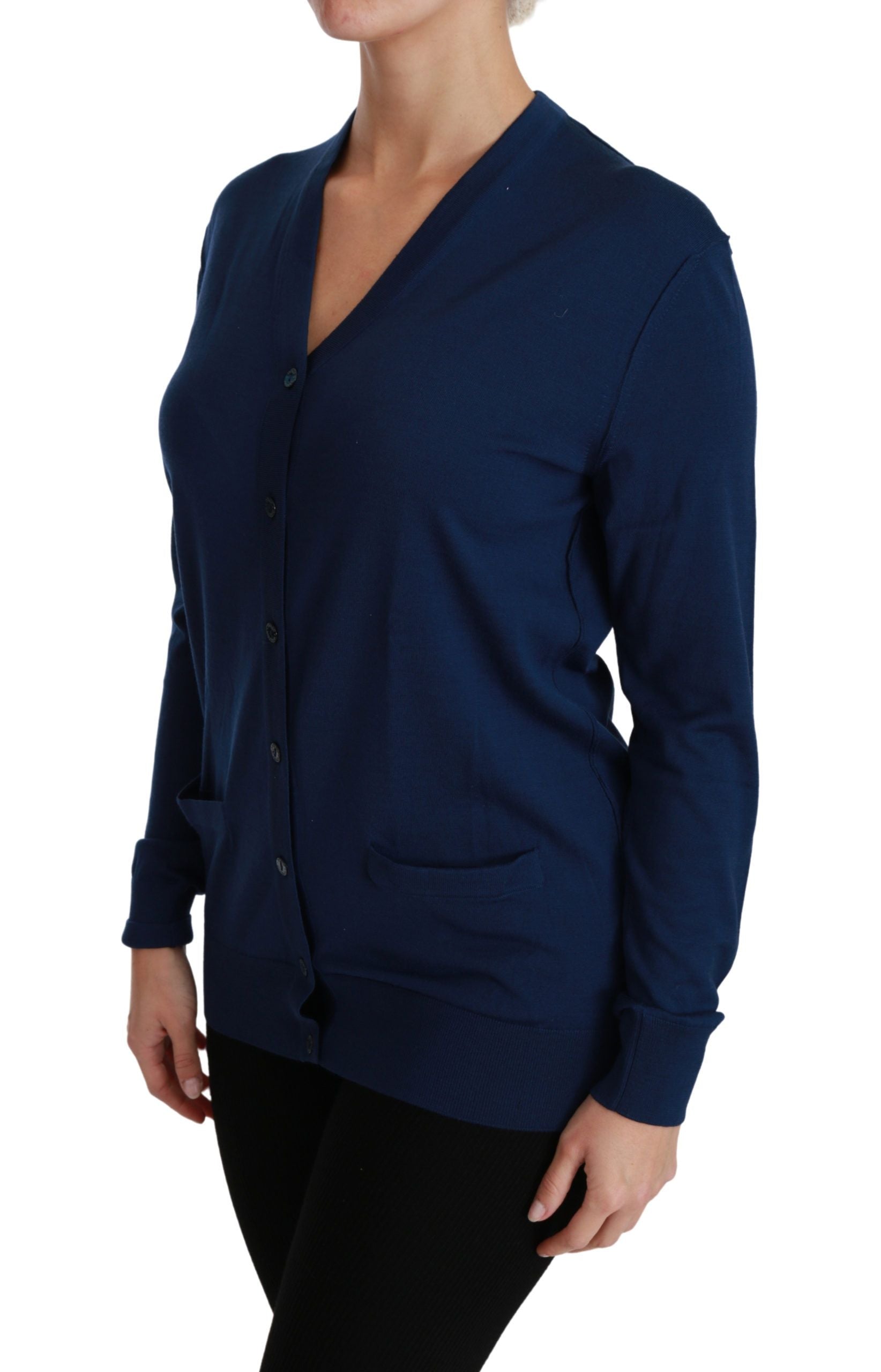 Dolce & Gabbana Blue Button Cardigan Virgin Wool Sweater - PreLoved & Luxe