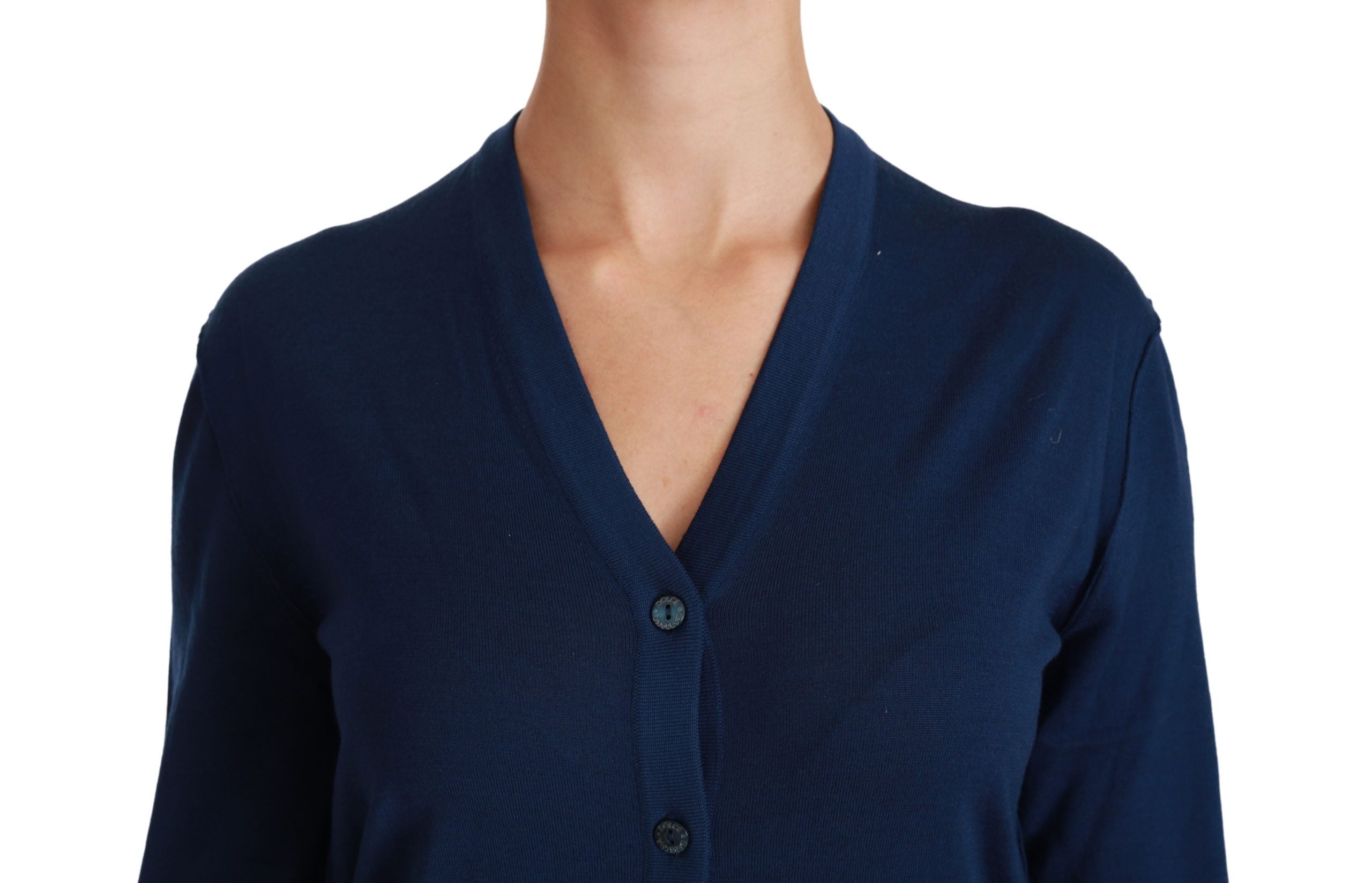 Dolce & Gabbana Blue Button Cardigan Virgin Wool Sweater - PreLoved & Luxe