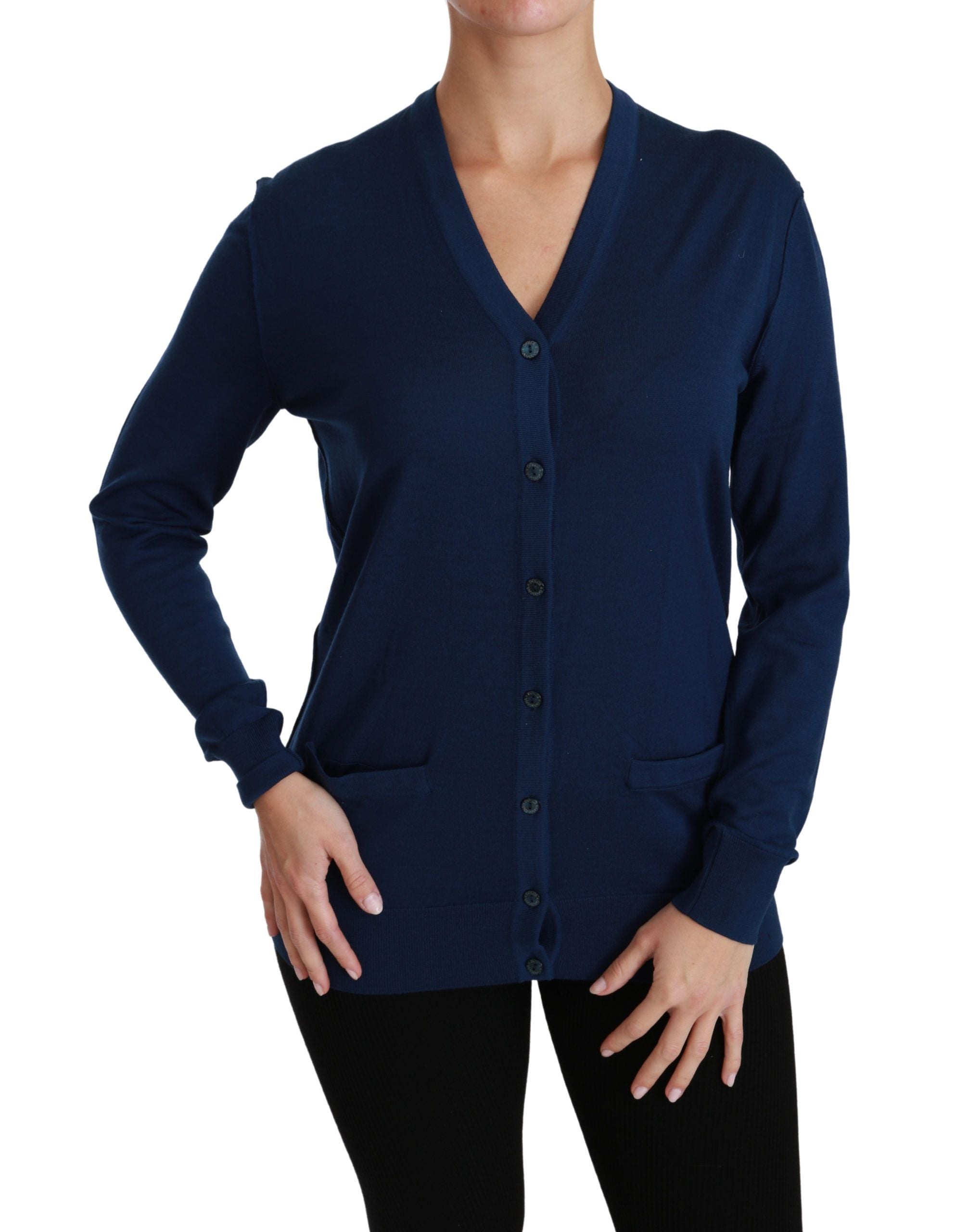 Dolce & Gabbana Blue Button Cardigan Virgin Wool Sweater - PreLoved & Luxe