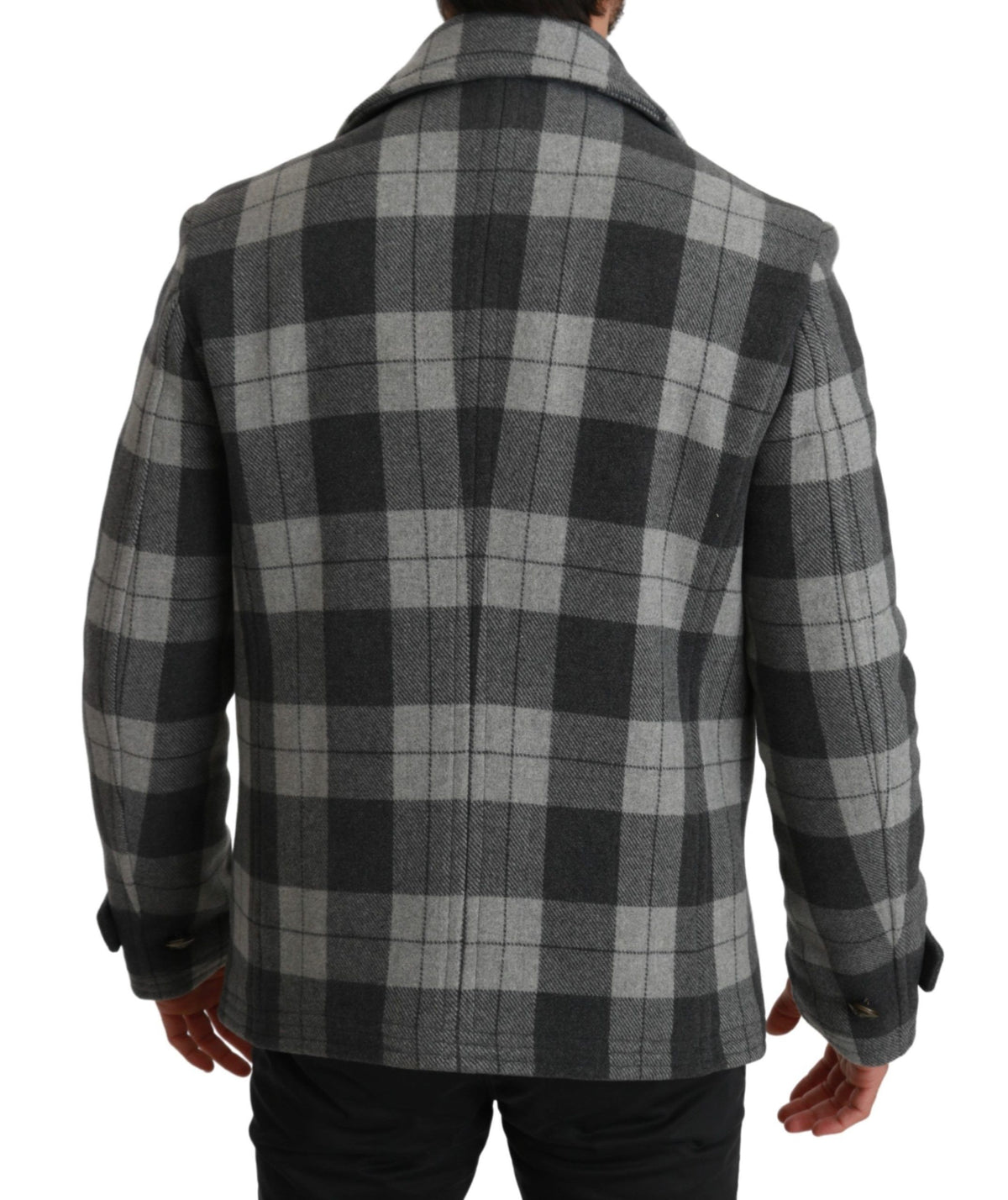 New Dolce & Gabbana Gray Check Wool Cashmere Coat Jacket