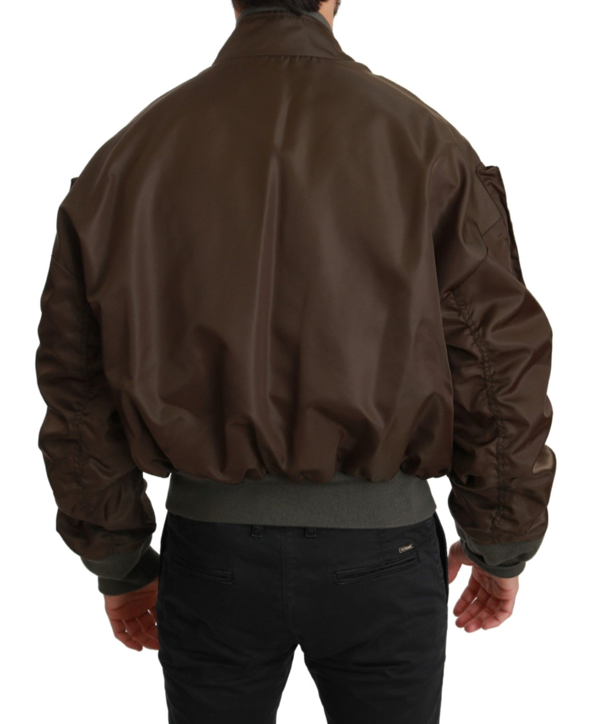 New Dolce & Gabbana Brown Beaded Crown Skull Logo Jacket