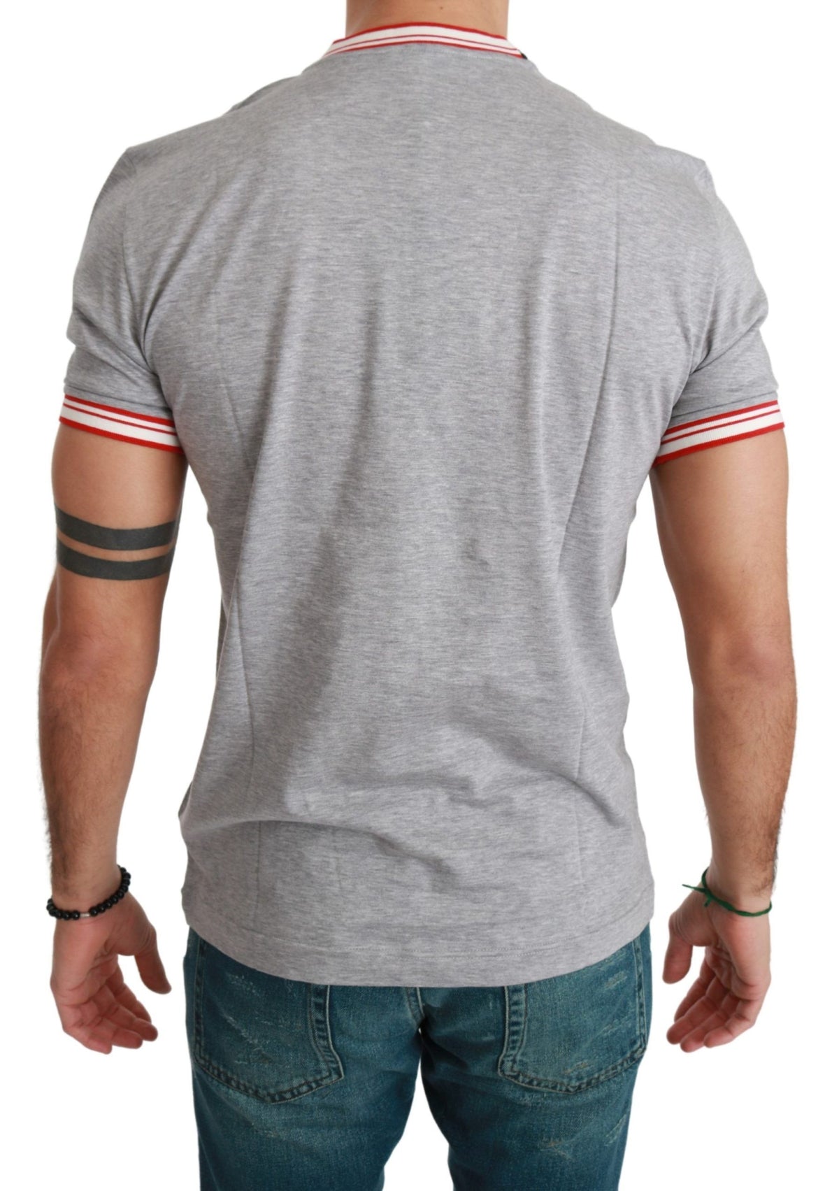 New Dolce & Gabbana Gray Cotton Top 2019 Year of the Pig T-shirt